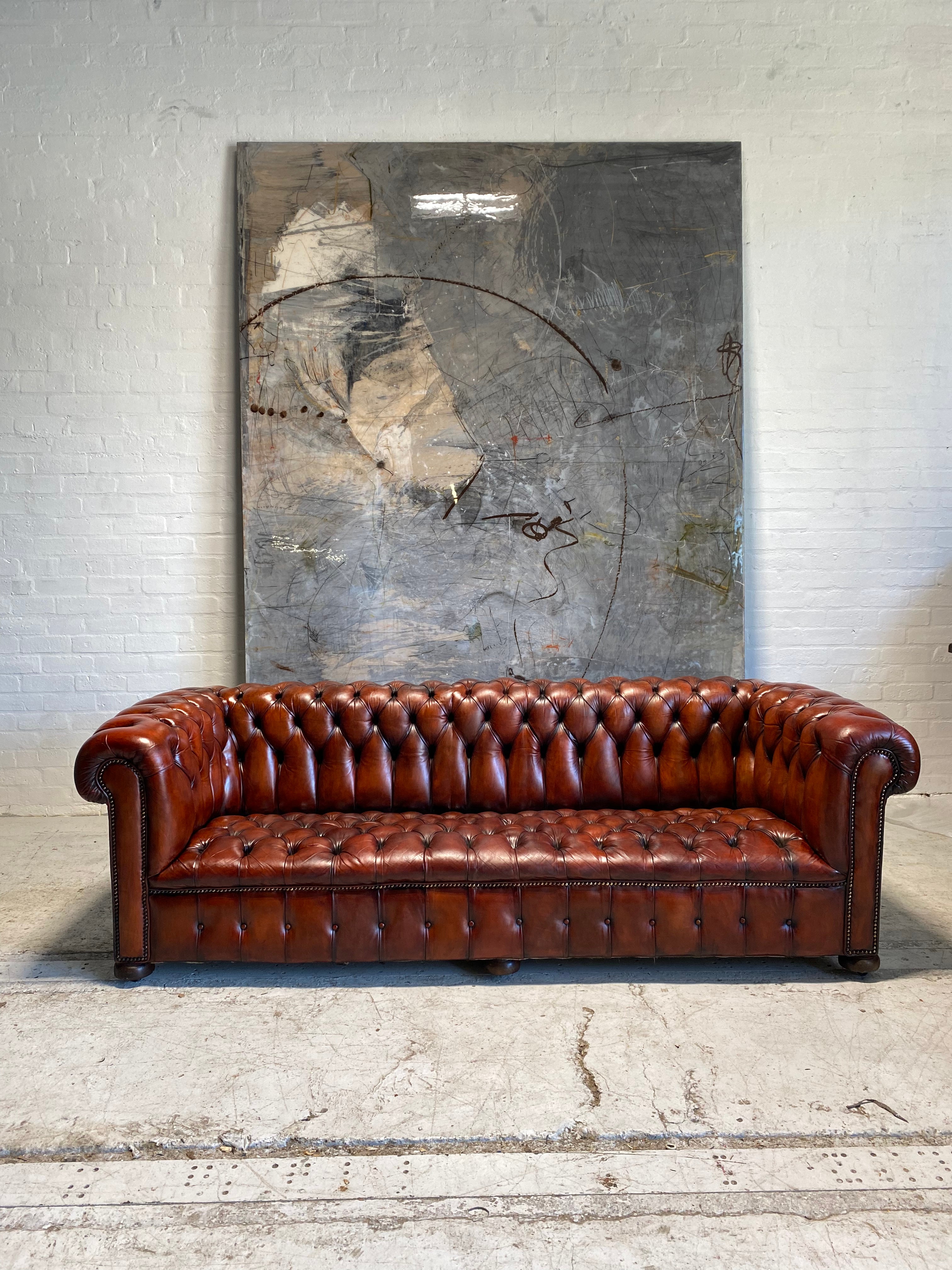 Exceptional!  MidC Chesterfield Sofa in Rich Cognac