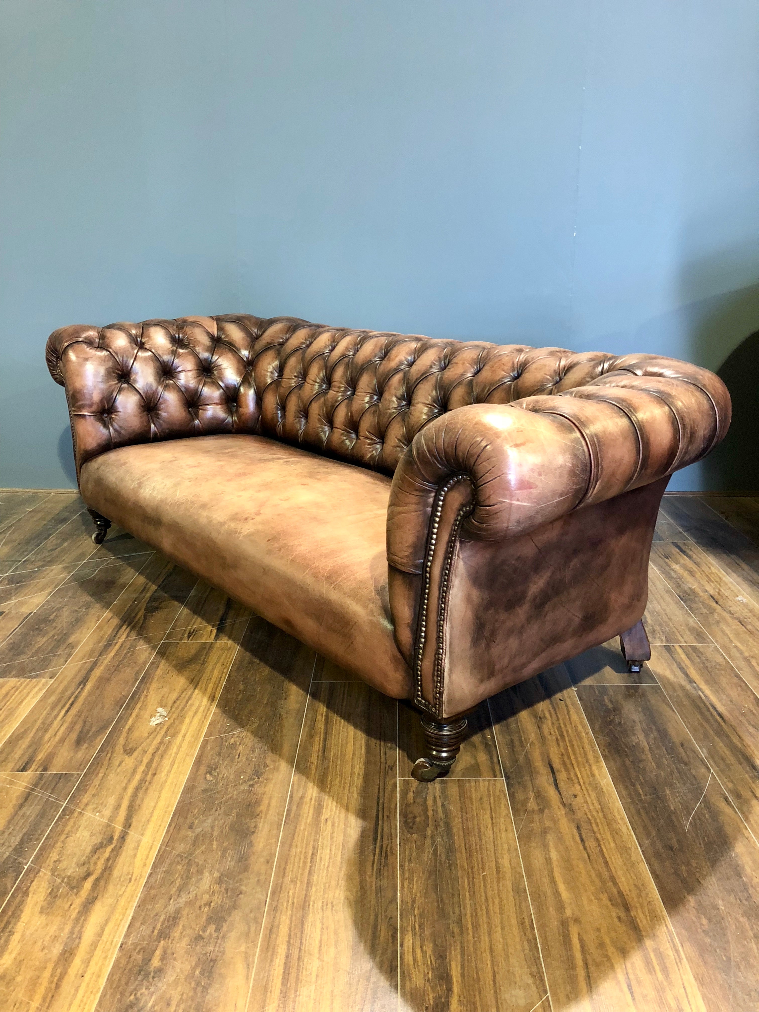 Very Good 19thC Chesterfield in Hand Dyed Leathers