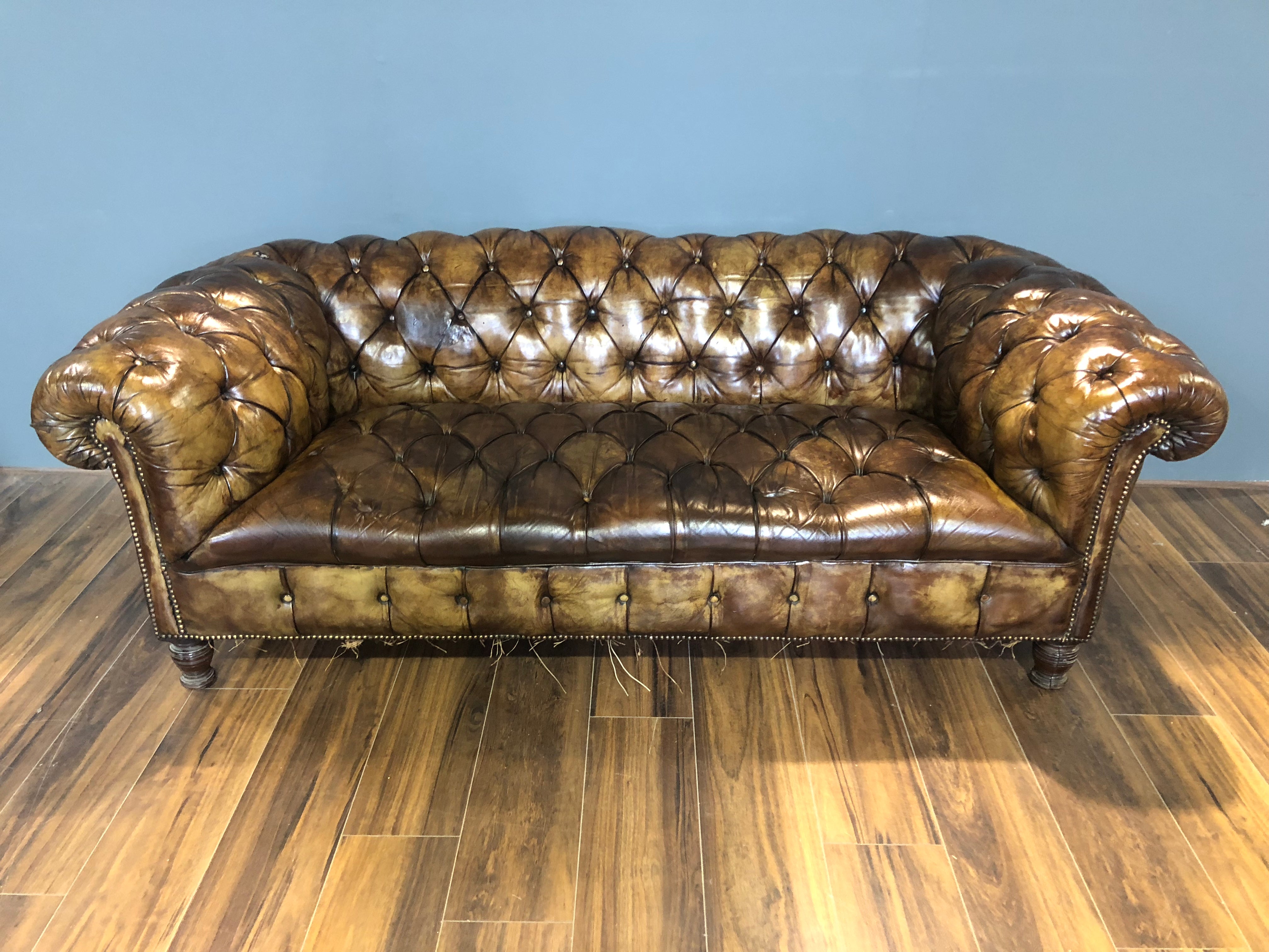 RARE! Original 19thC Sofa in Original Leather