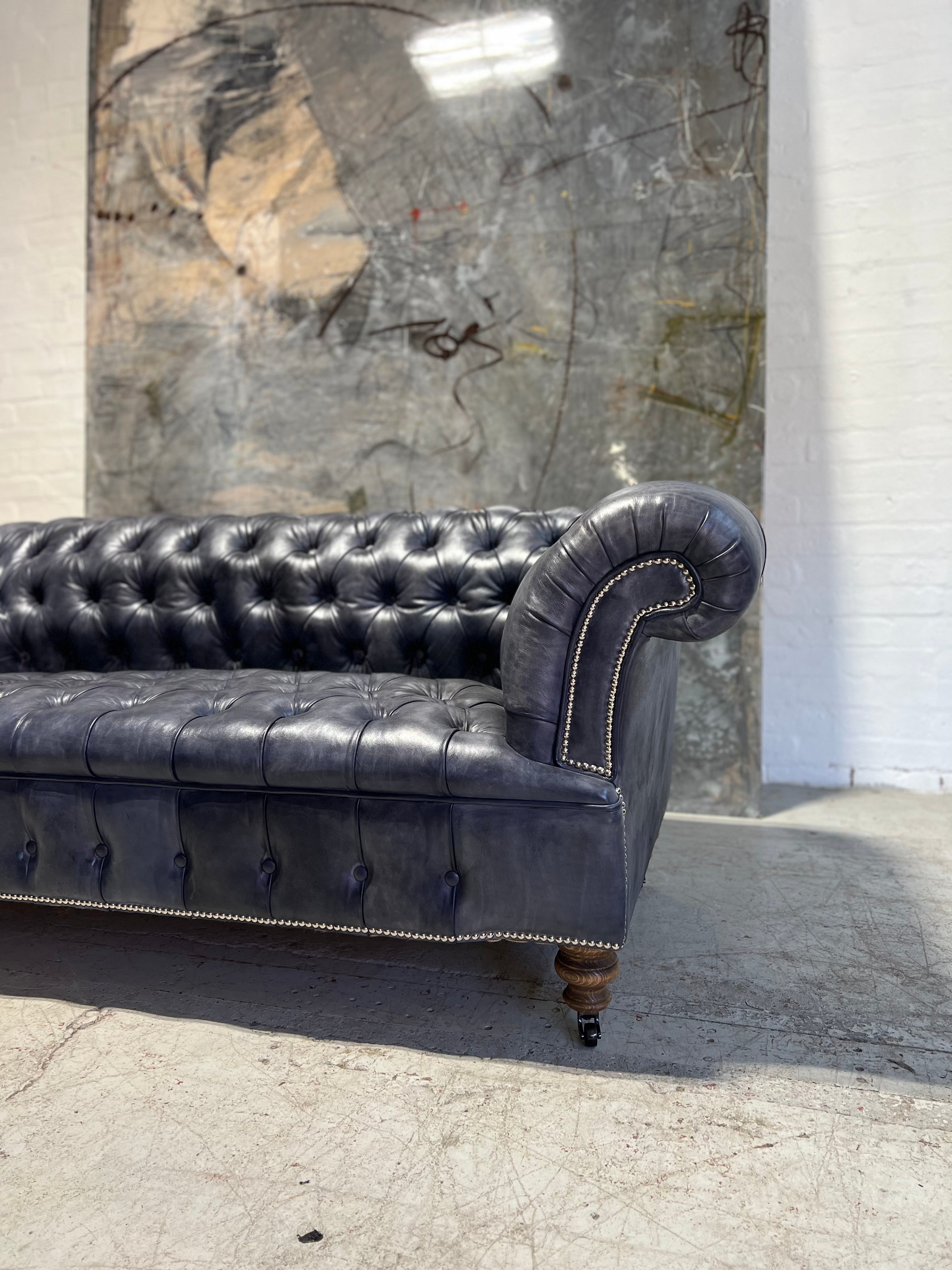 Ex-Display - Our Howard Leather Chesterfield Sofa in Hand Dyed Elephant Grey