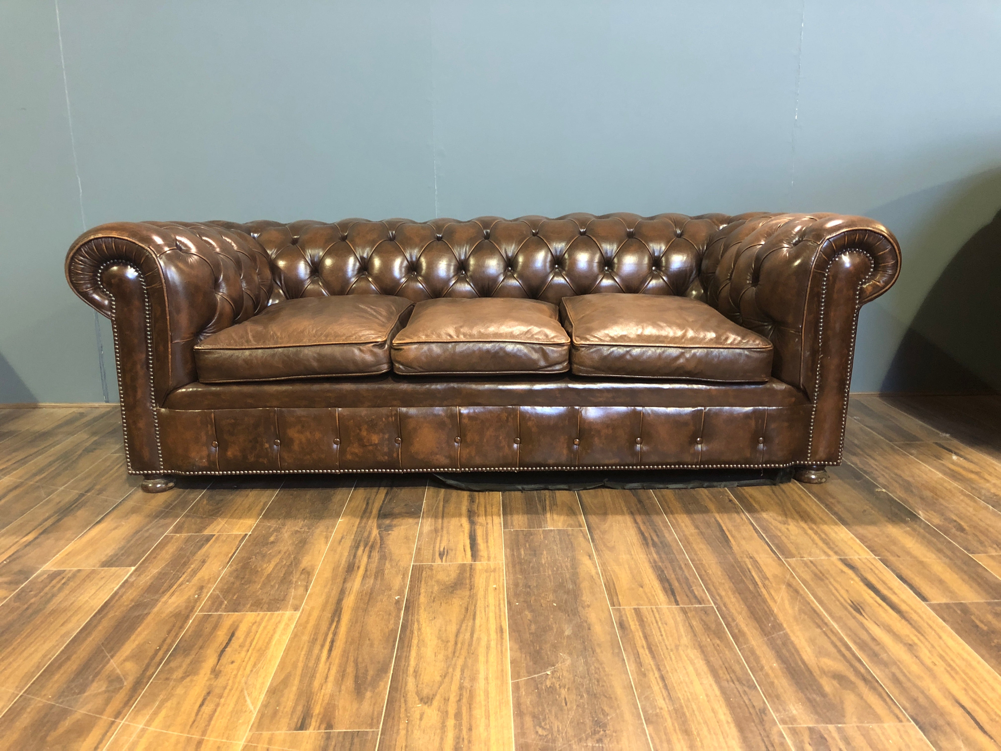 A Very Good Vintage Leather Sofa from the American a Embassy in London - Previously Restored