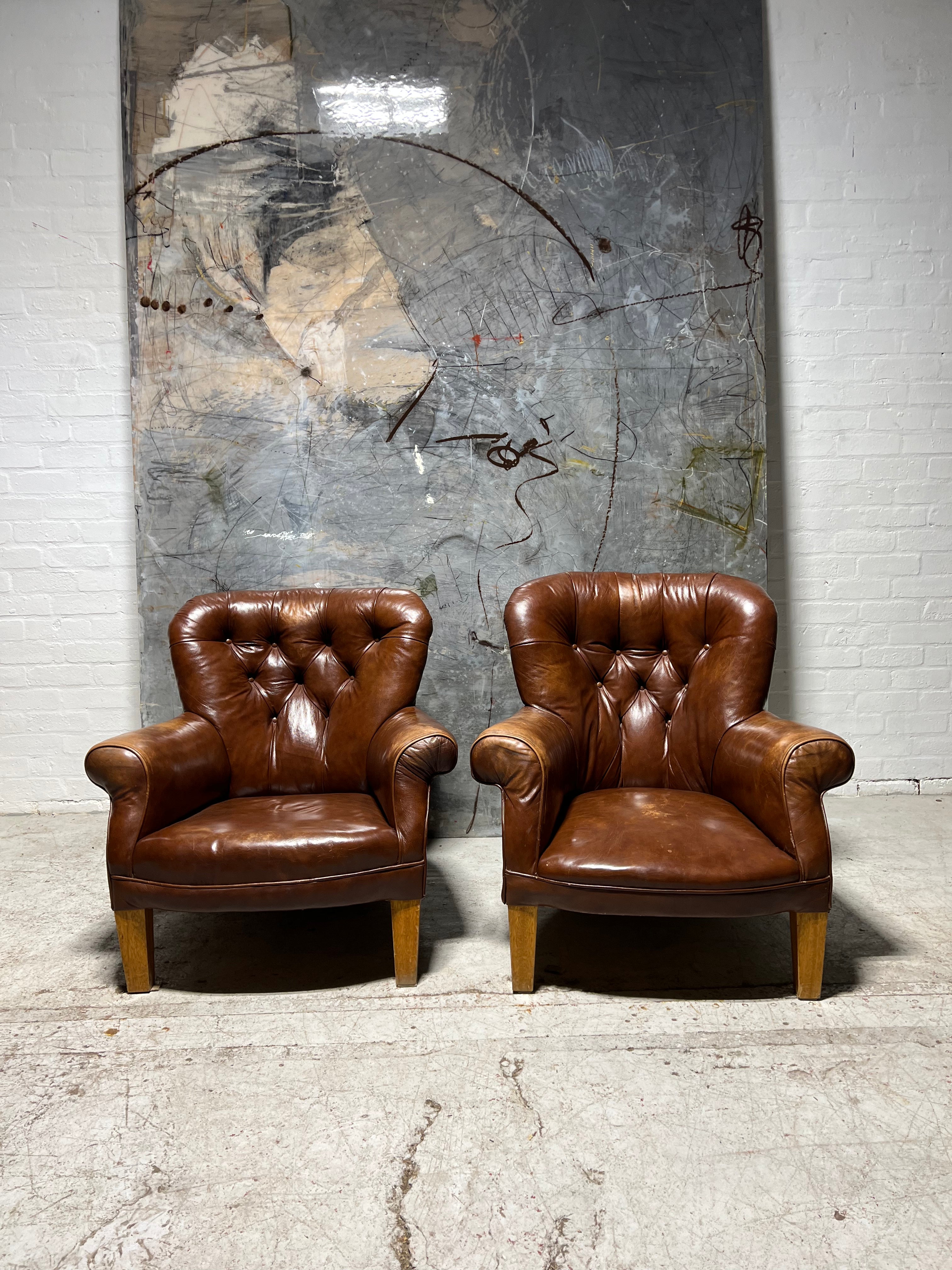 One Left - A Lovely Coil Sprung, Horse Hair Filled Leather Armchair