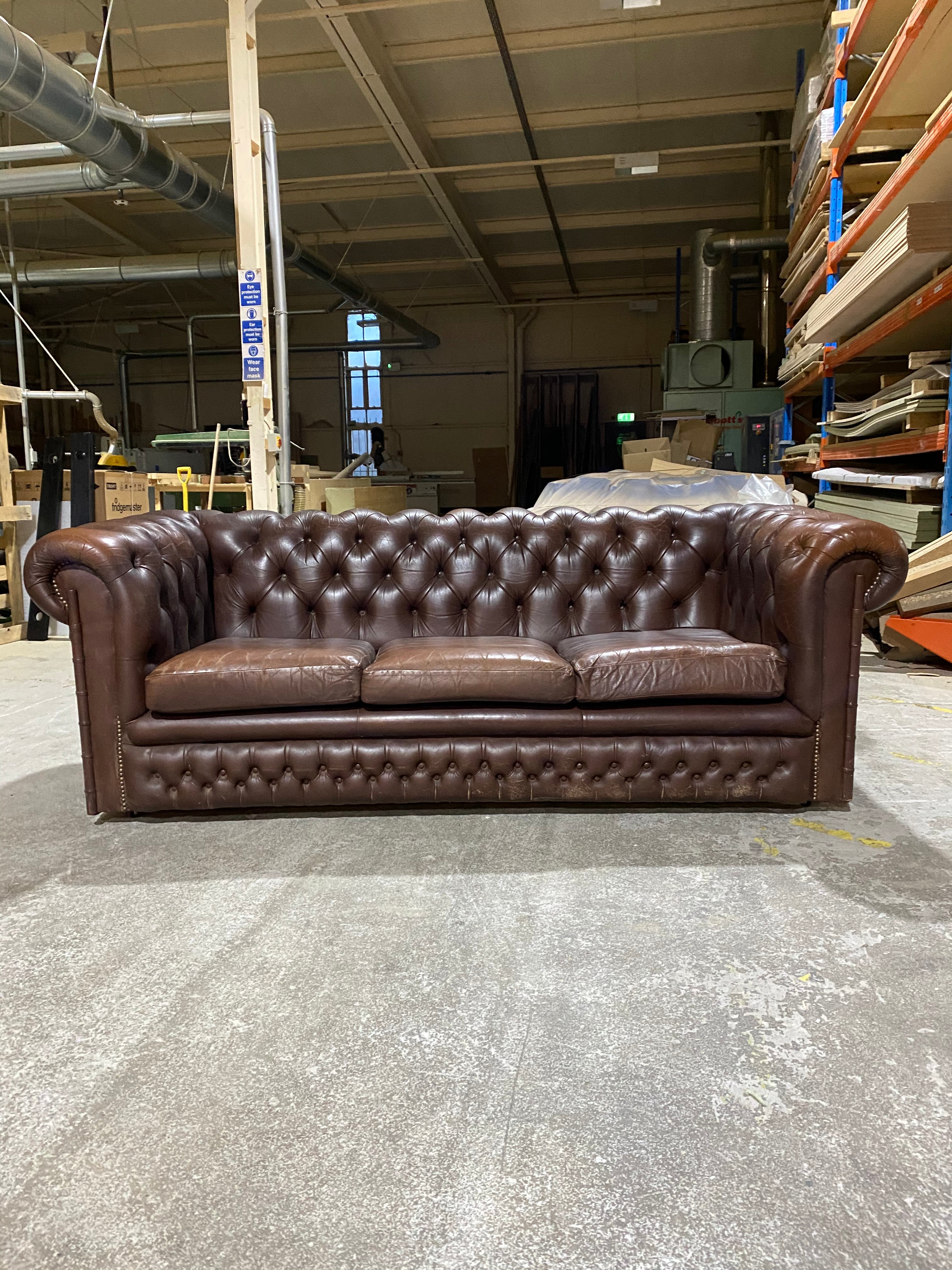 A Super Cool Twice Loved Chesterfield in Chocolate Browns