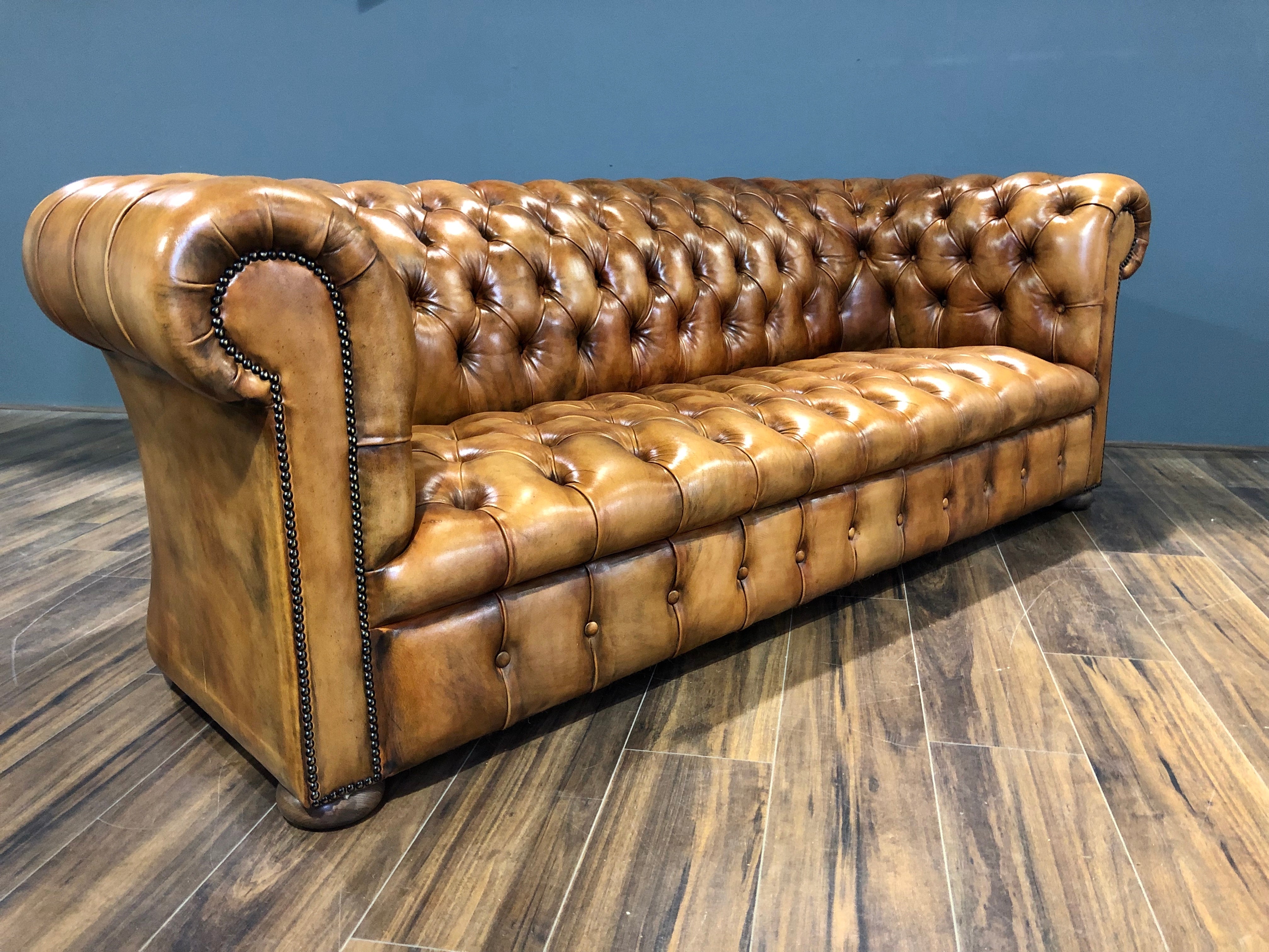 Very Nice Fully Restored MidC Sofa in Hand Dyed Honey