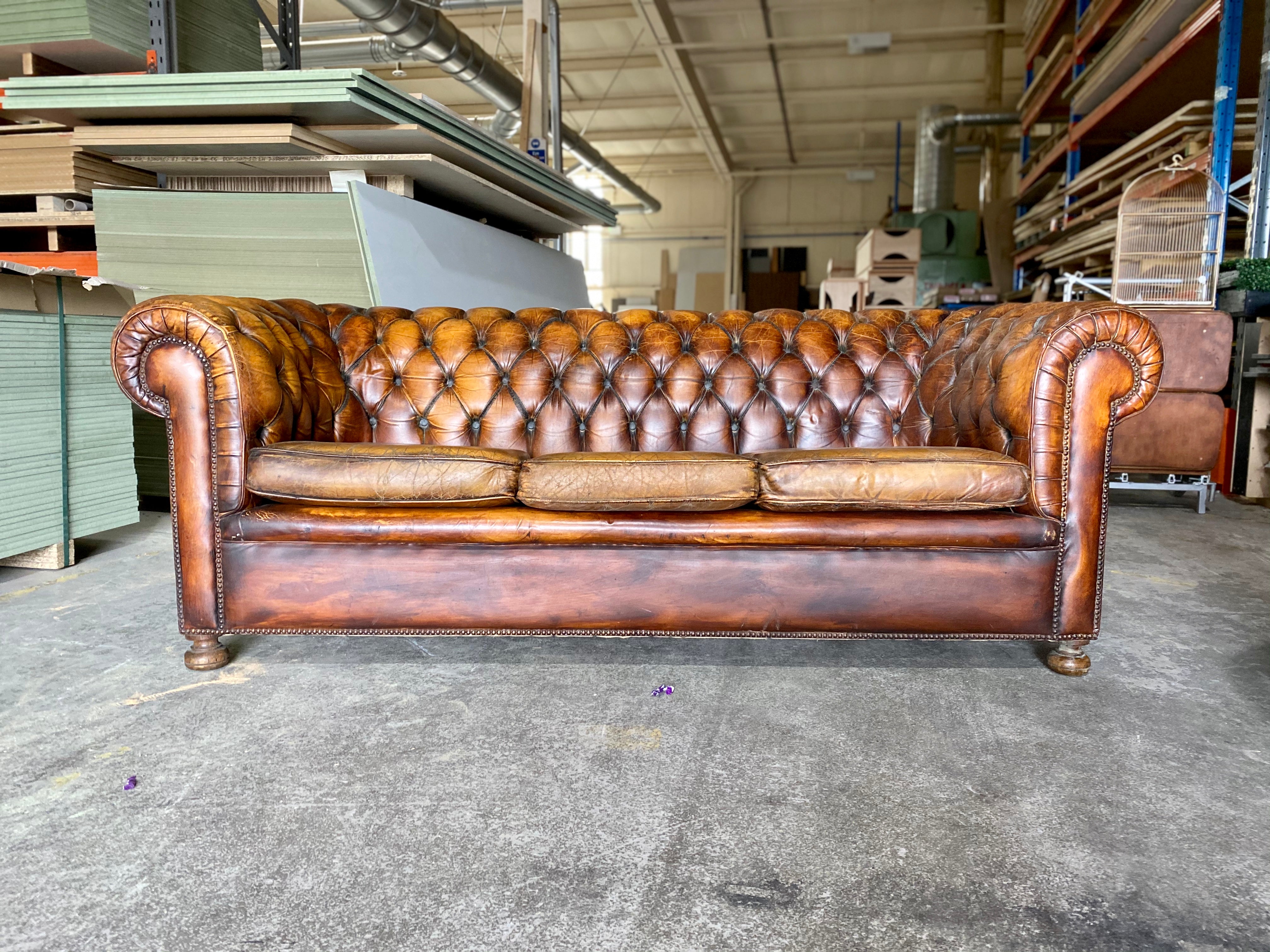 Vintage Chesterfield Sofa in the Most Beautiful Patinated Leathers