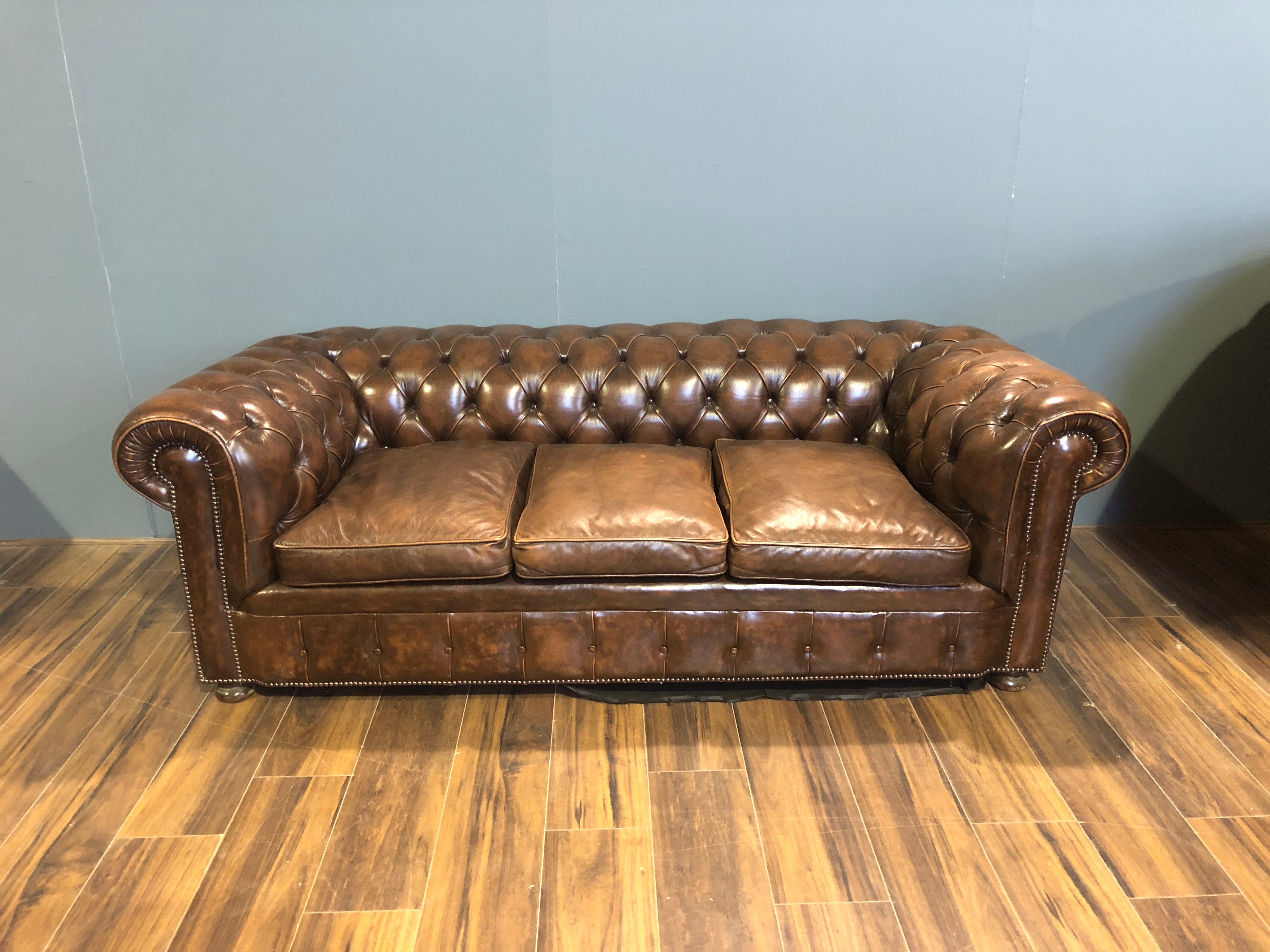 A Very Good Vintage Leather Sofa from the American a Embassy in London - Previously Restored