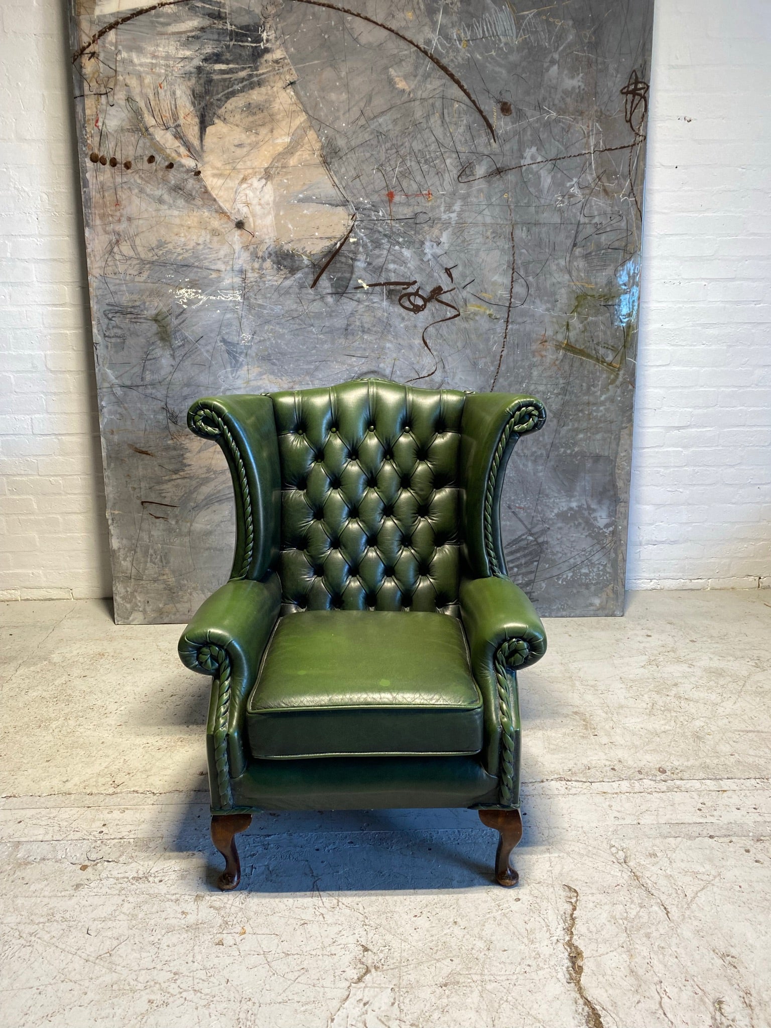 A Lovely Rich Green Gentleman’s Chesterfield Wing Chair