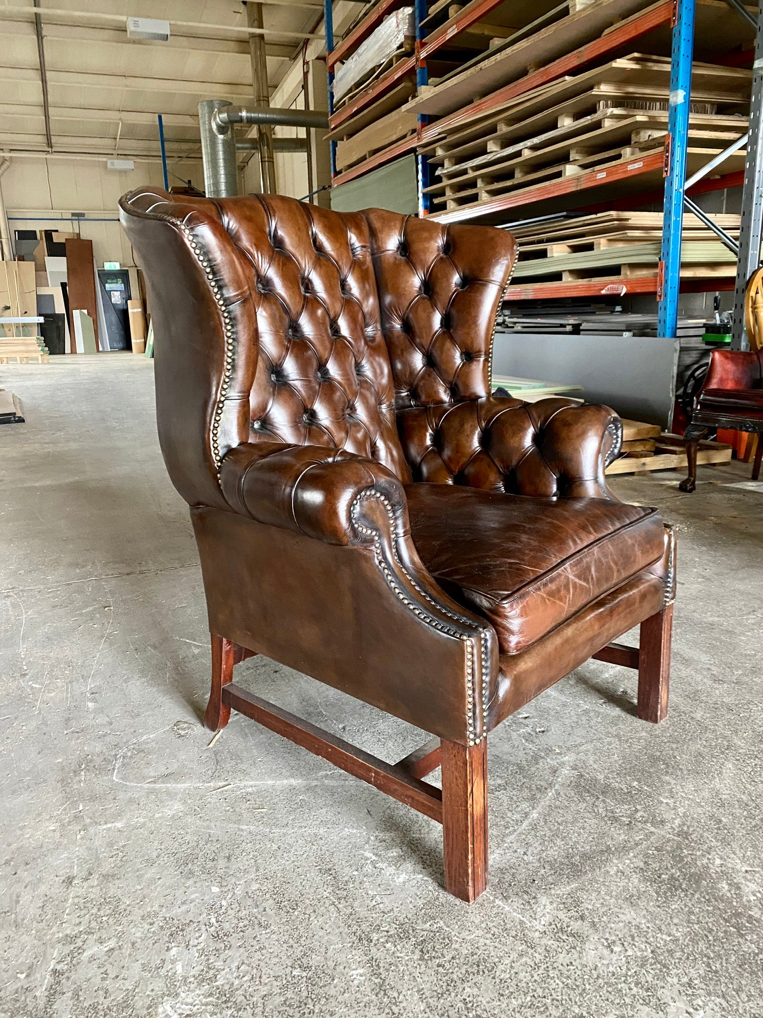 A Very Handsome MidC Hand Dyed Georgian Style Wing Chair