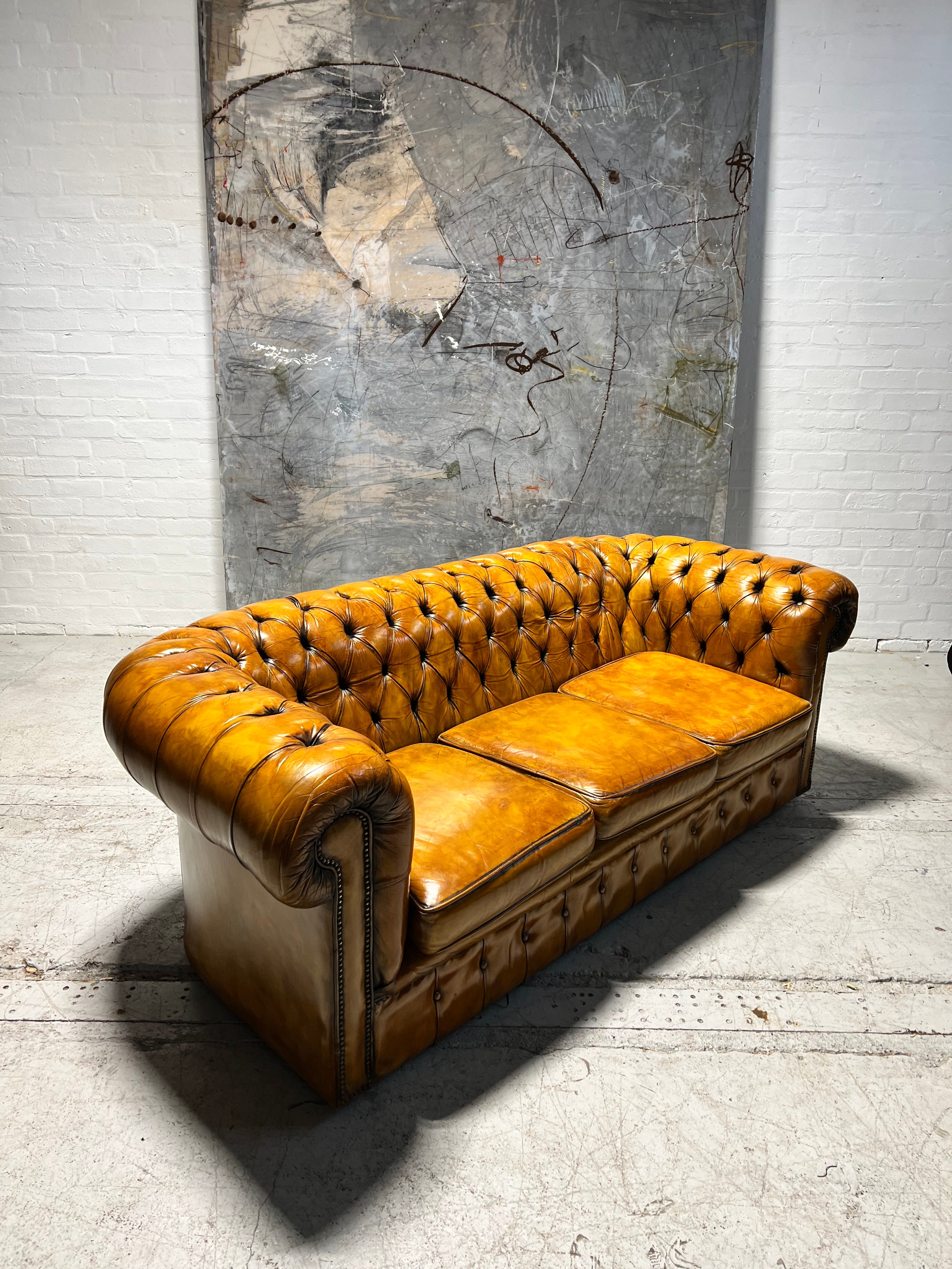 Wow!  A Stunning Matching Pair of Vintage MidC Chesterfield Sofas