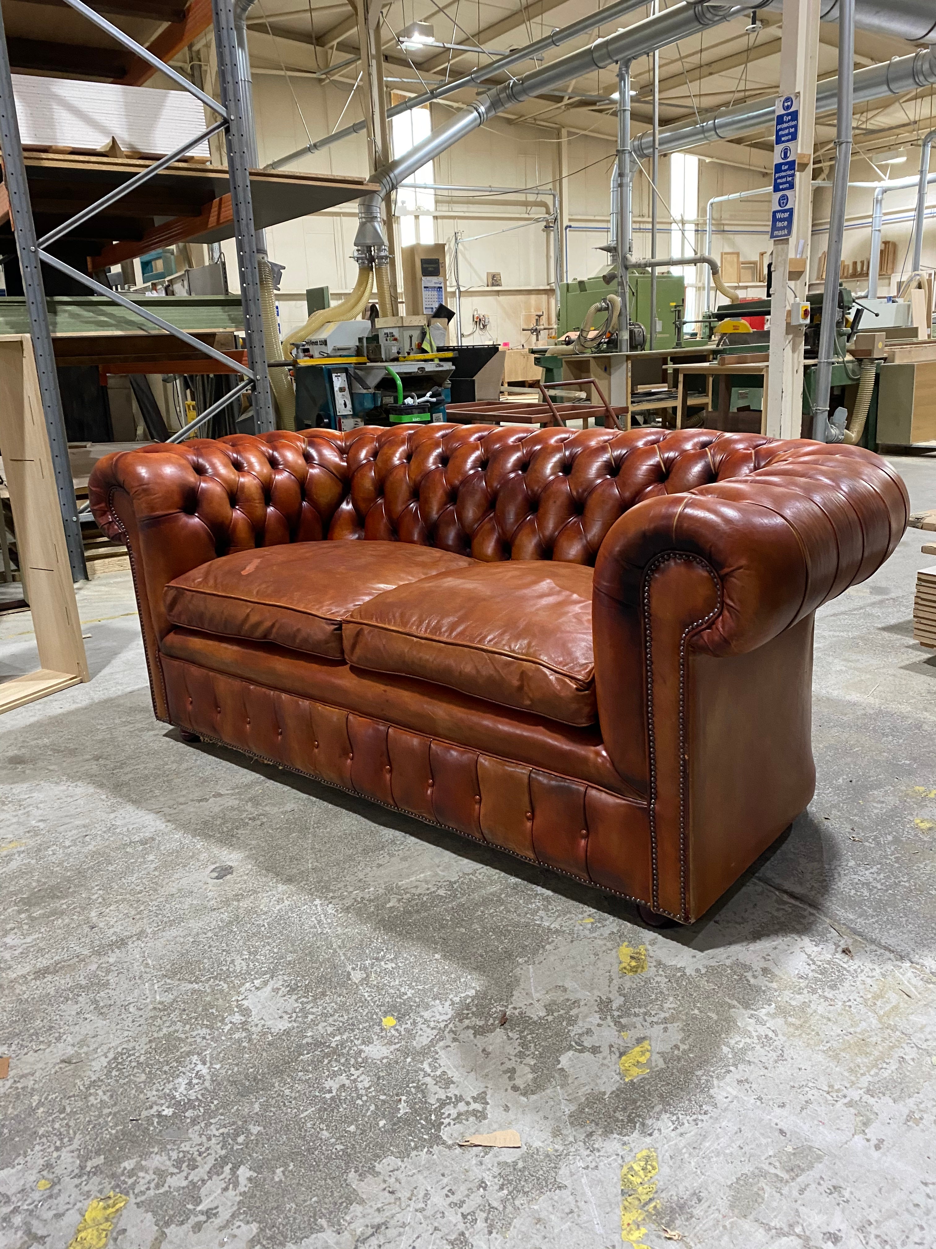 A Handsome Hand Dyed Chesterfield Sofa