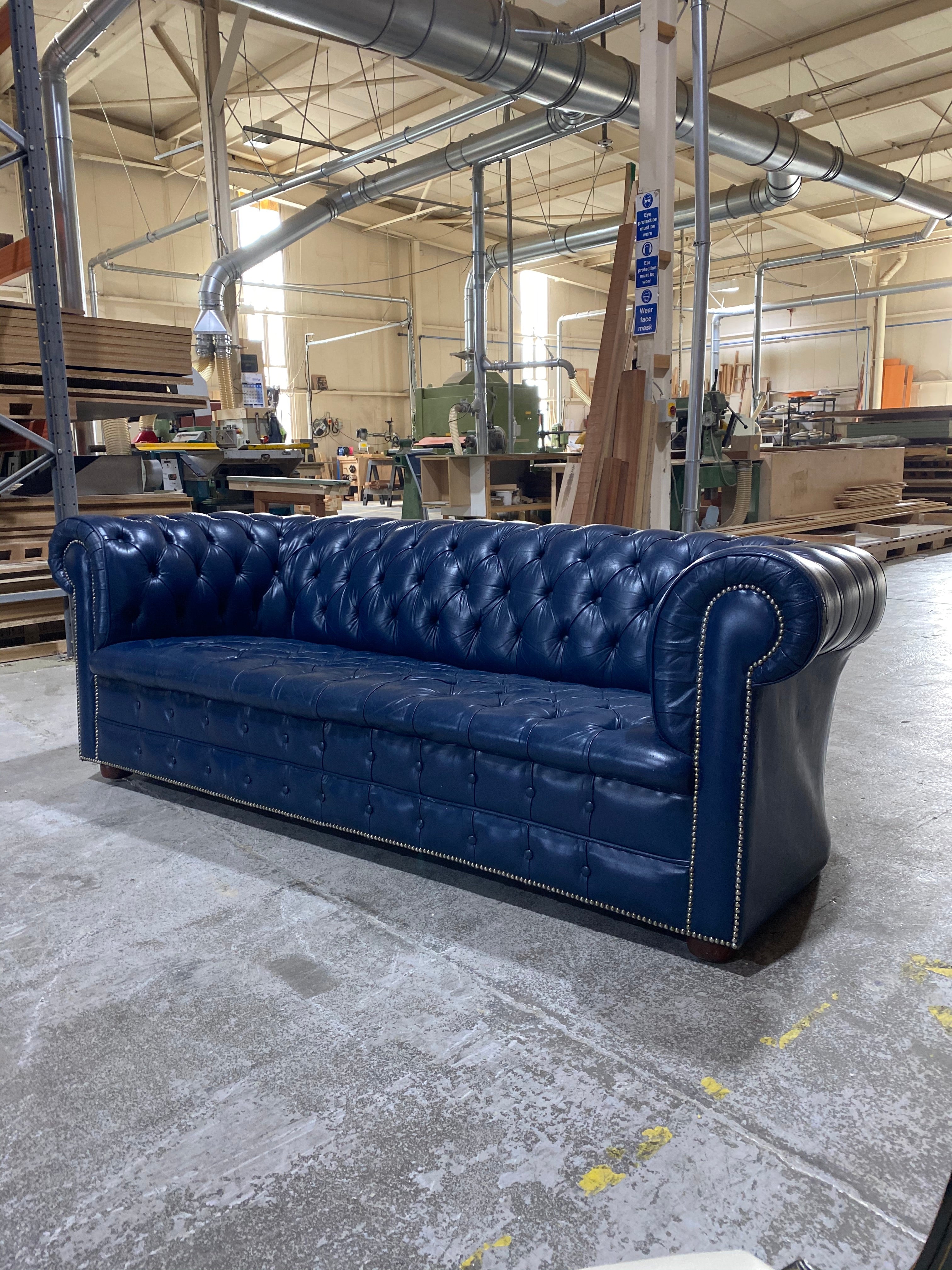 Wow!  An amazing Ocean Blue MidC Chesterfield Sofa