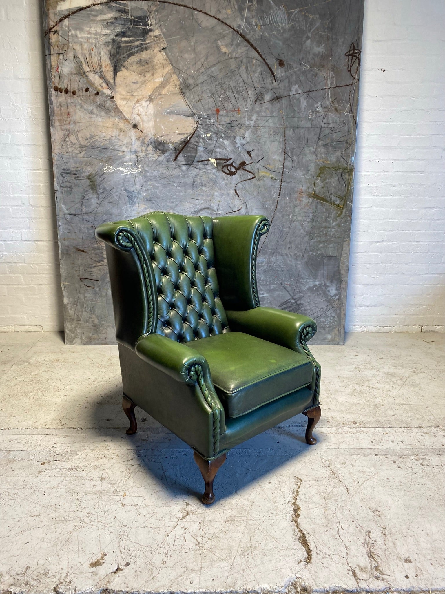 A Lovely Rich Green Gentleman’s Chesterfield Wing Chair