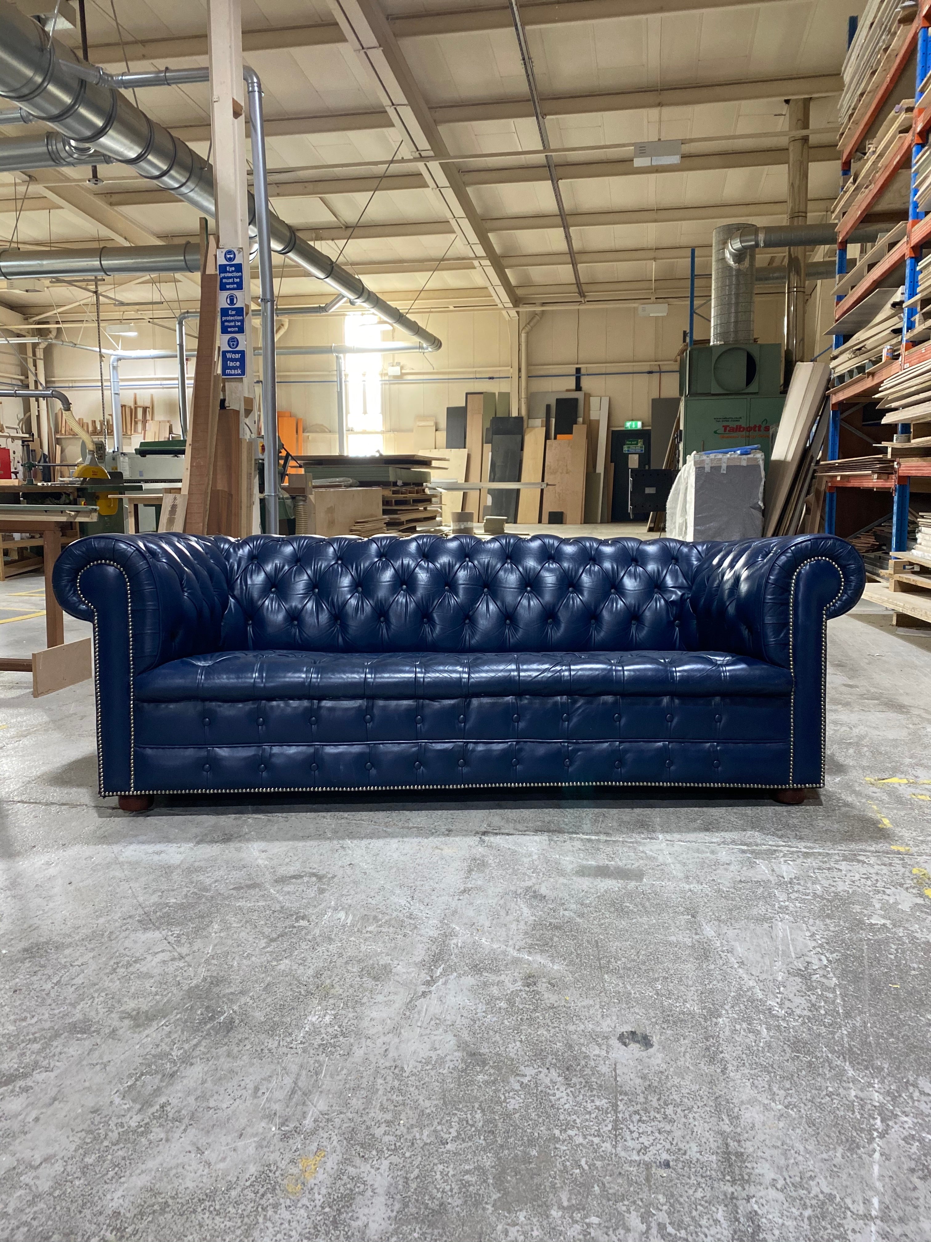 Wow!  An amazing Ocean Blue MidC Chesterfield Sofa