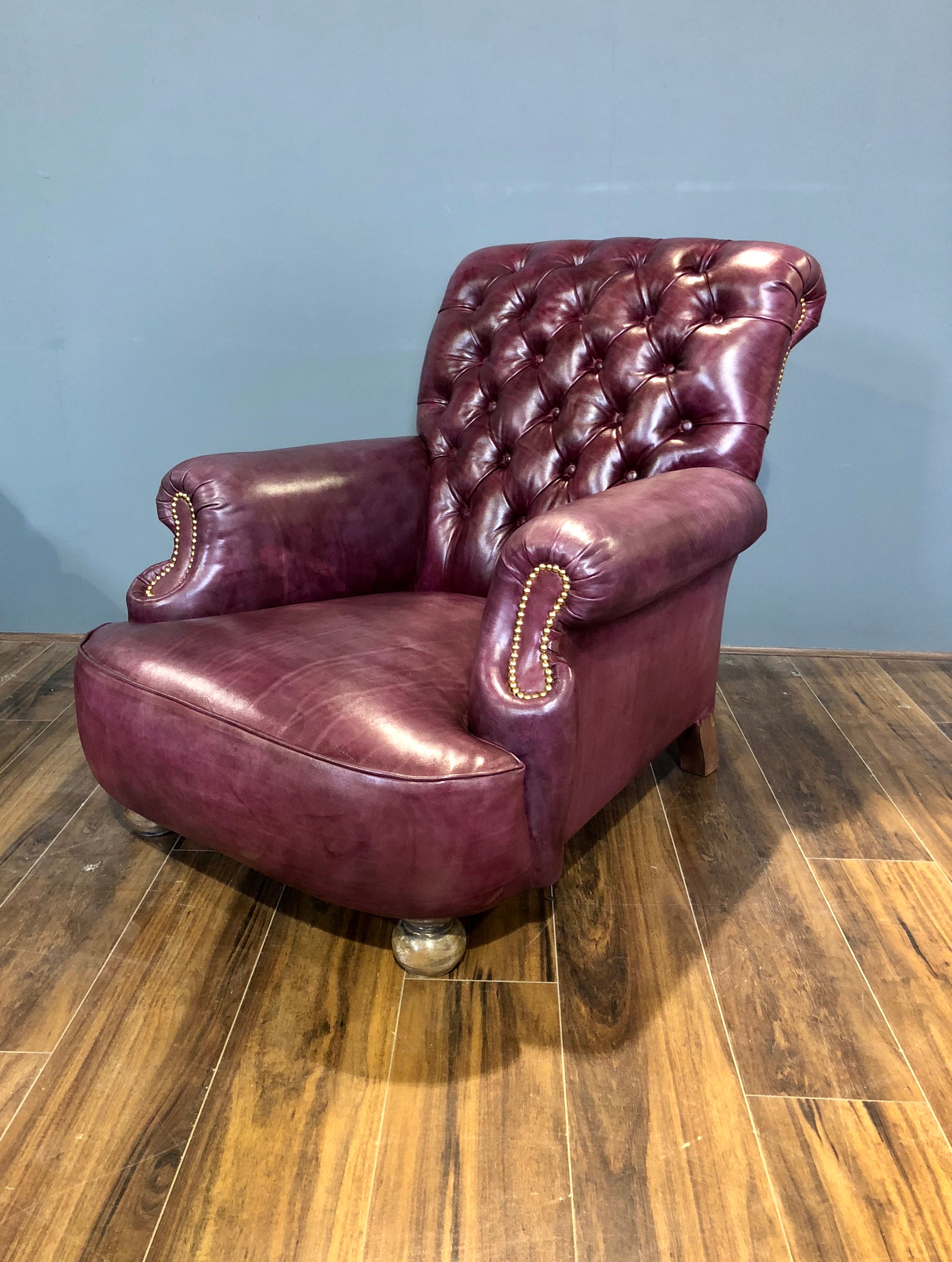 Shelburne Hand Dyed Leather Armchair in Deep Orchard