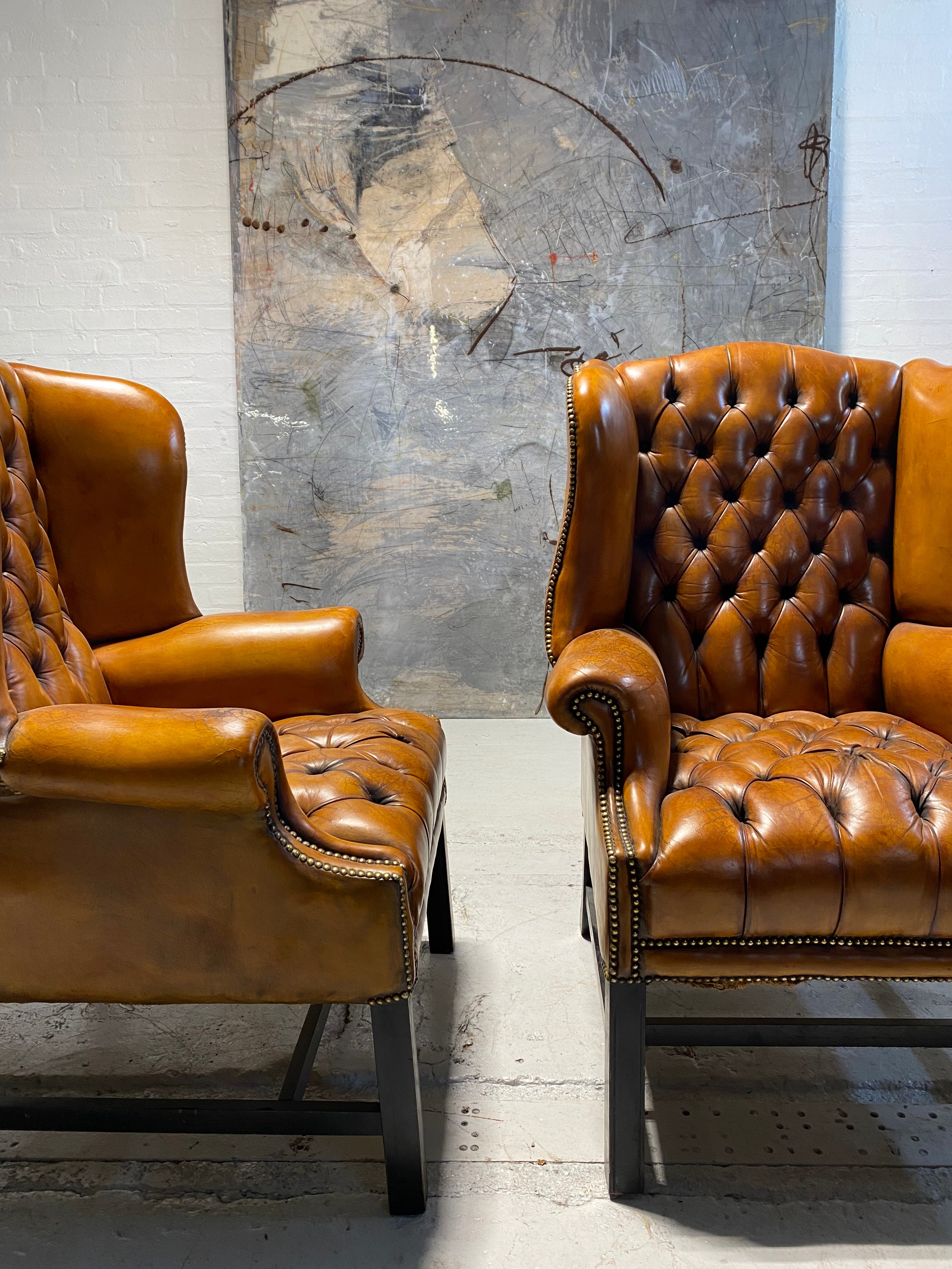 Exceptional Pair of MidC Wing Back Chairs