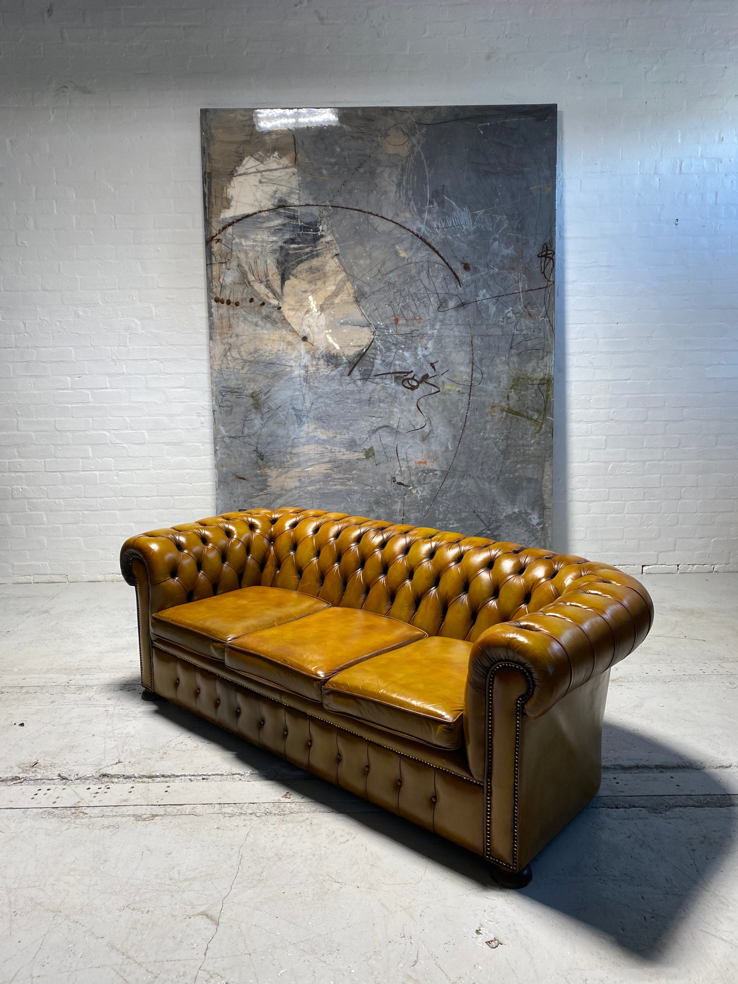 A Most Beautiful Vintage MidC Chesterfield Sofa in Amazing Tans