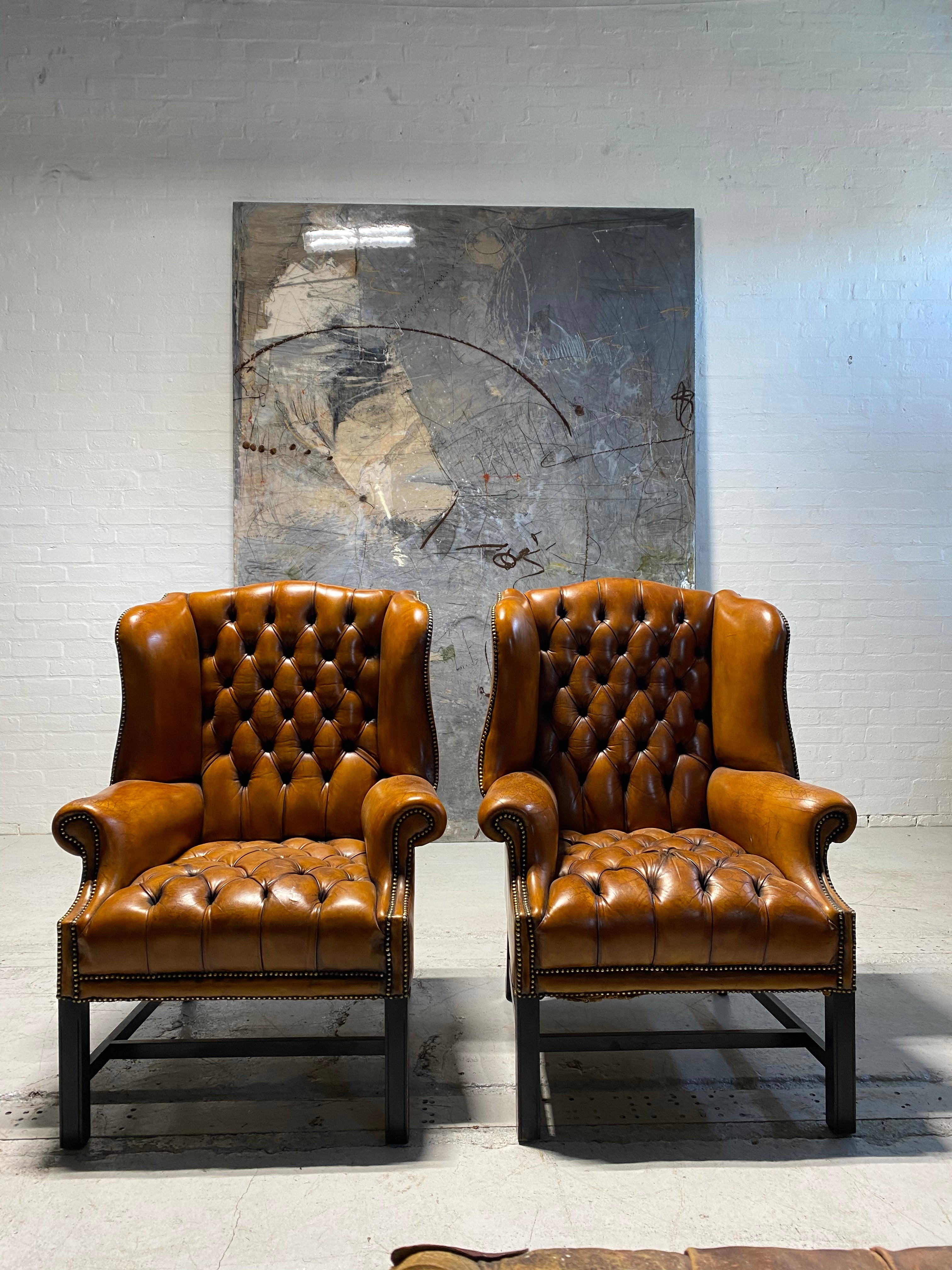 Exceptional Pair of MidC Wing Back Chairs