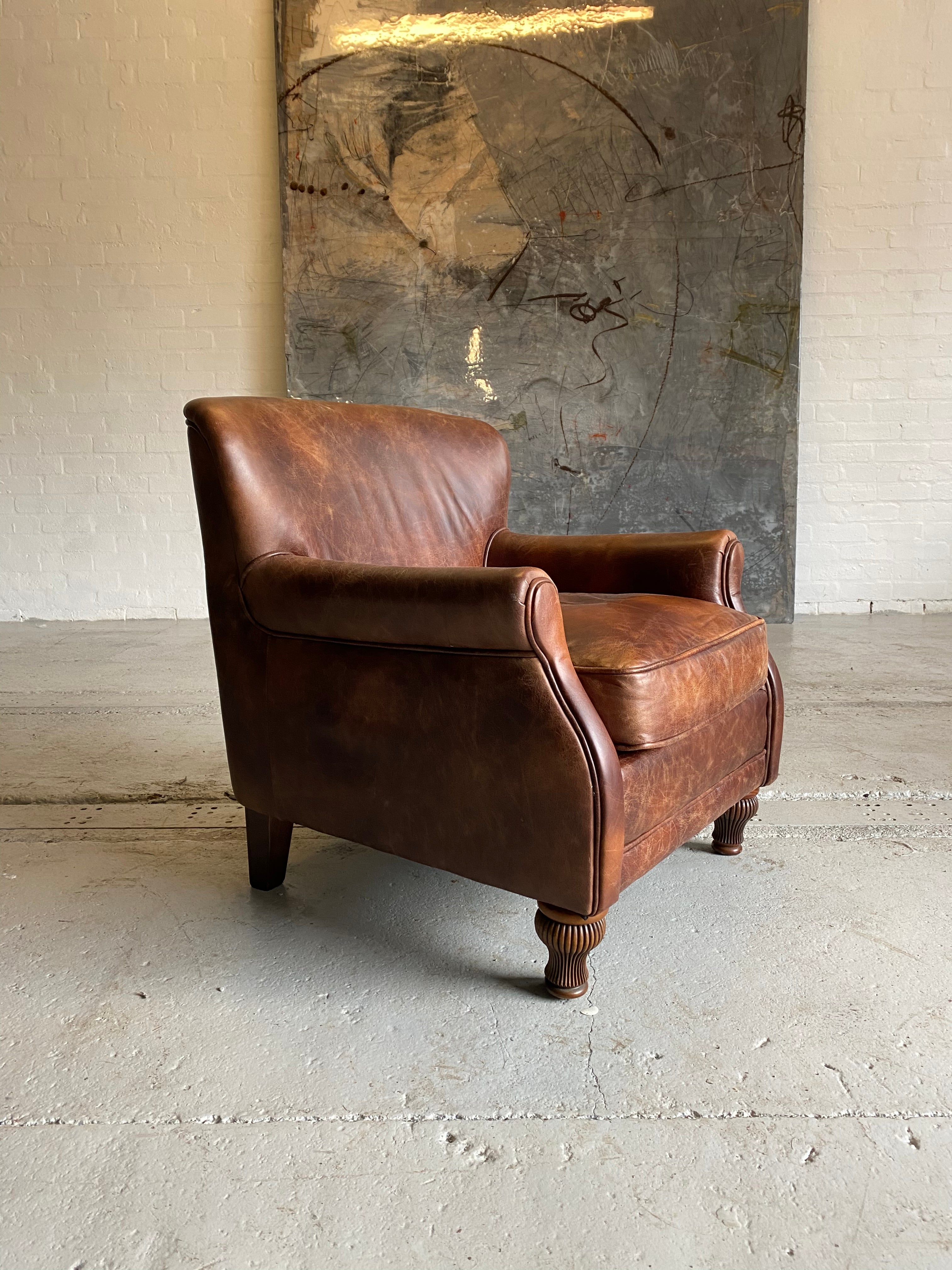 A Super Little Armchair in Saddle Tan Leather