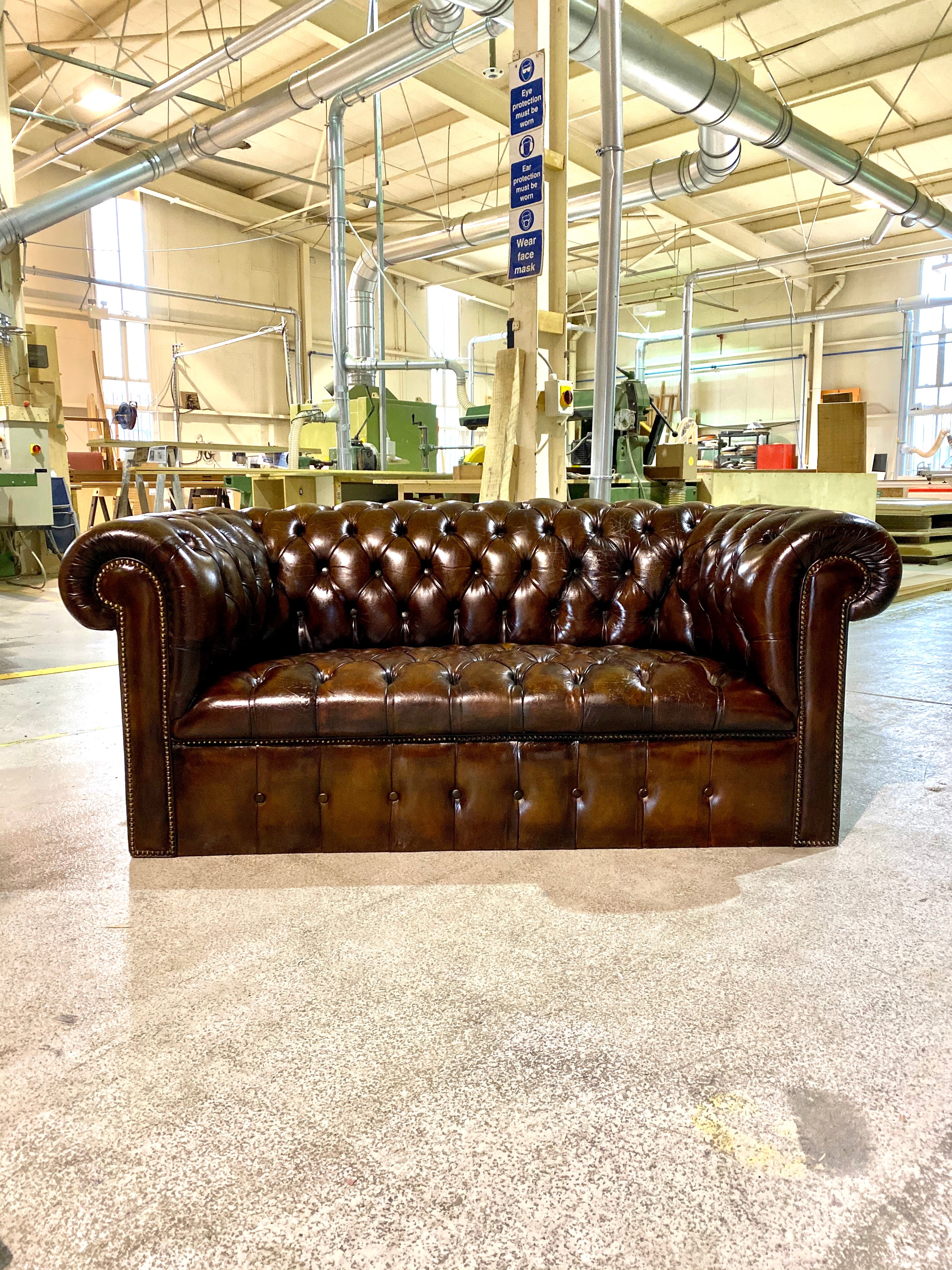 A Great 2 Seater Vintage MidC Chesterfield in Hand Dyed Leathers