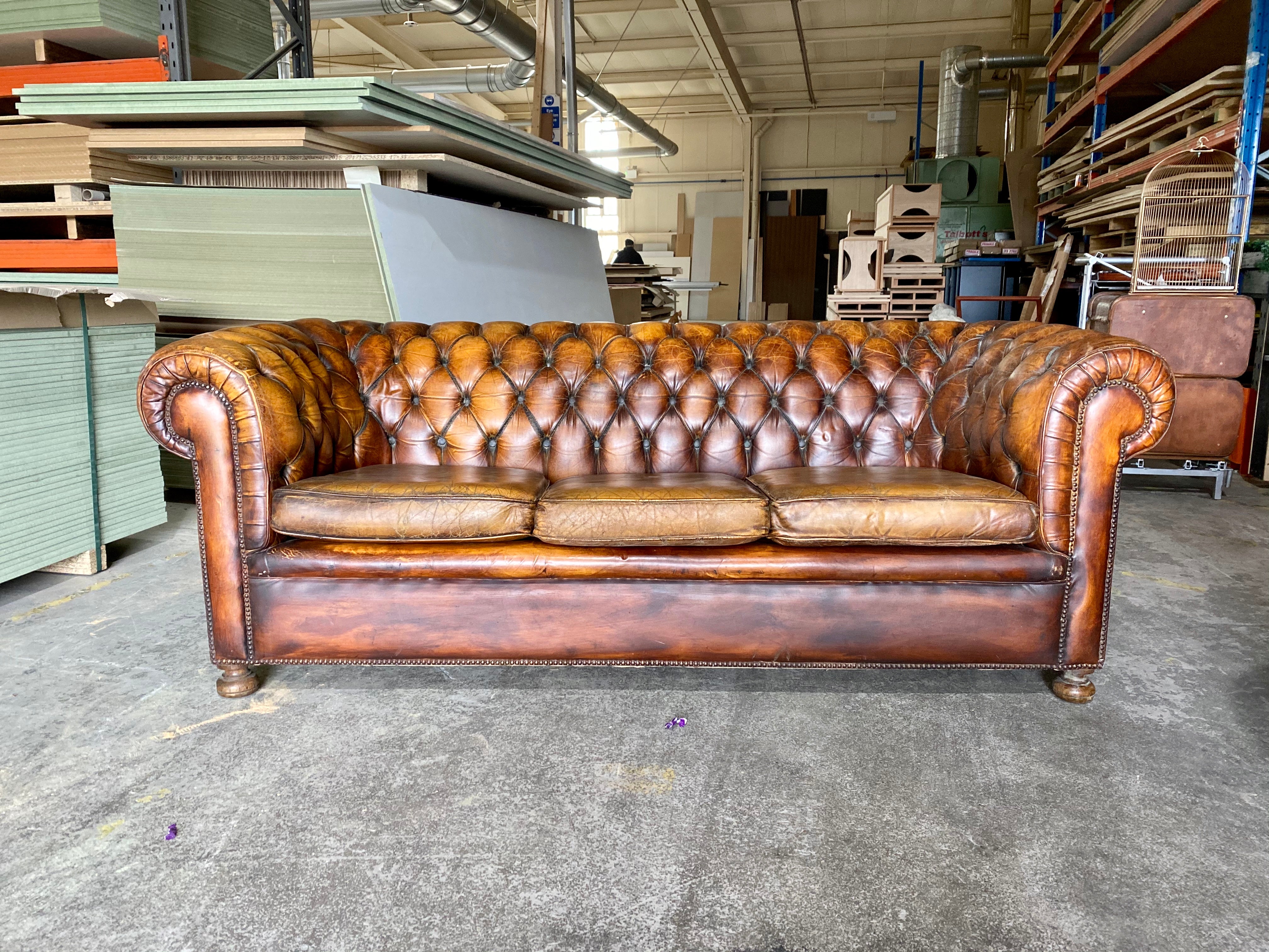 Vintage Chesterfield Sofa in the Most Beautiful Patinated Leathers