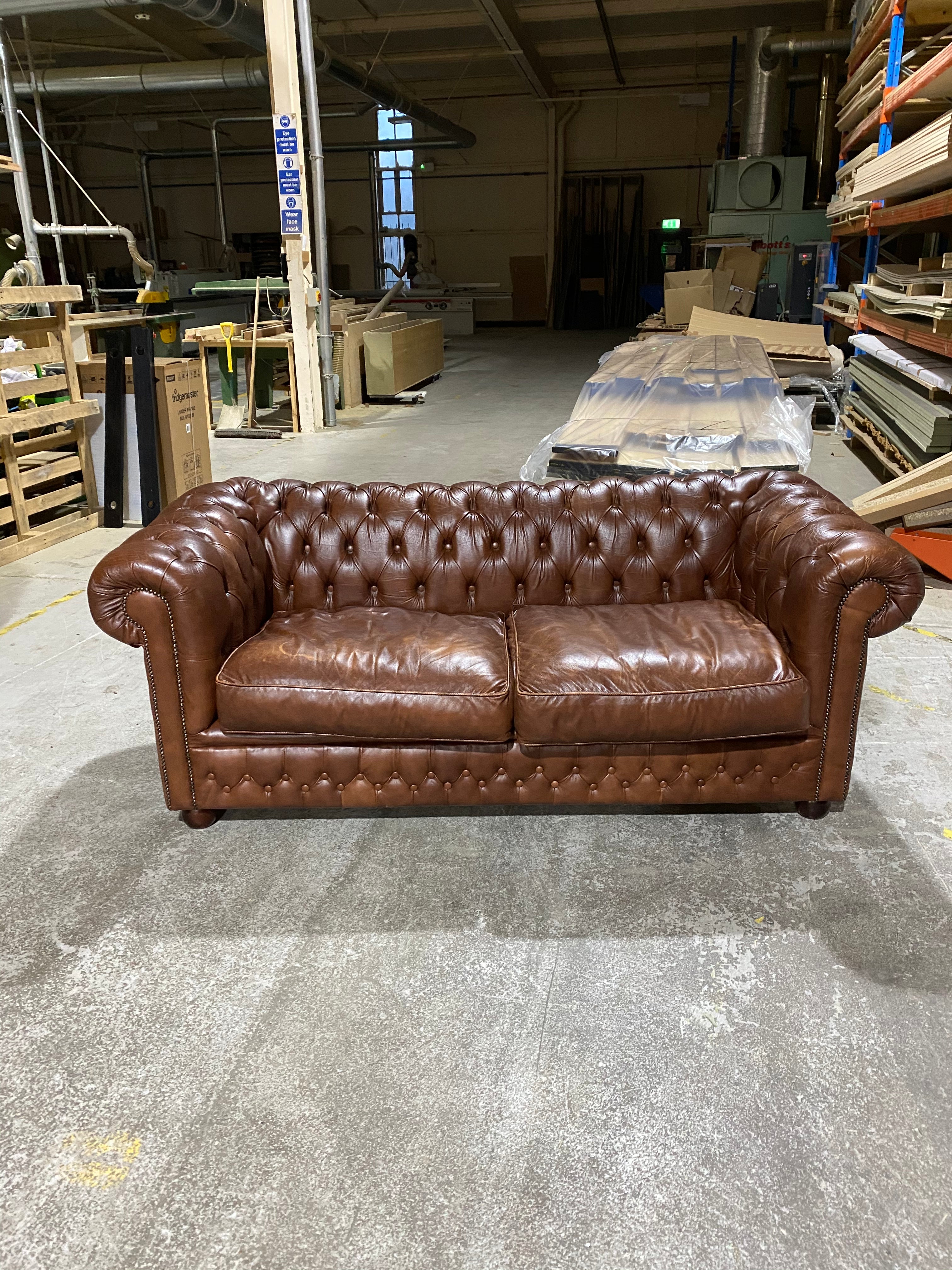 Lovely Twice Loved Chesterfield Sofa in Milk Chocolate Browns