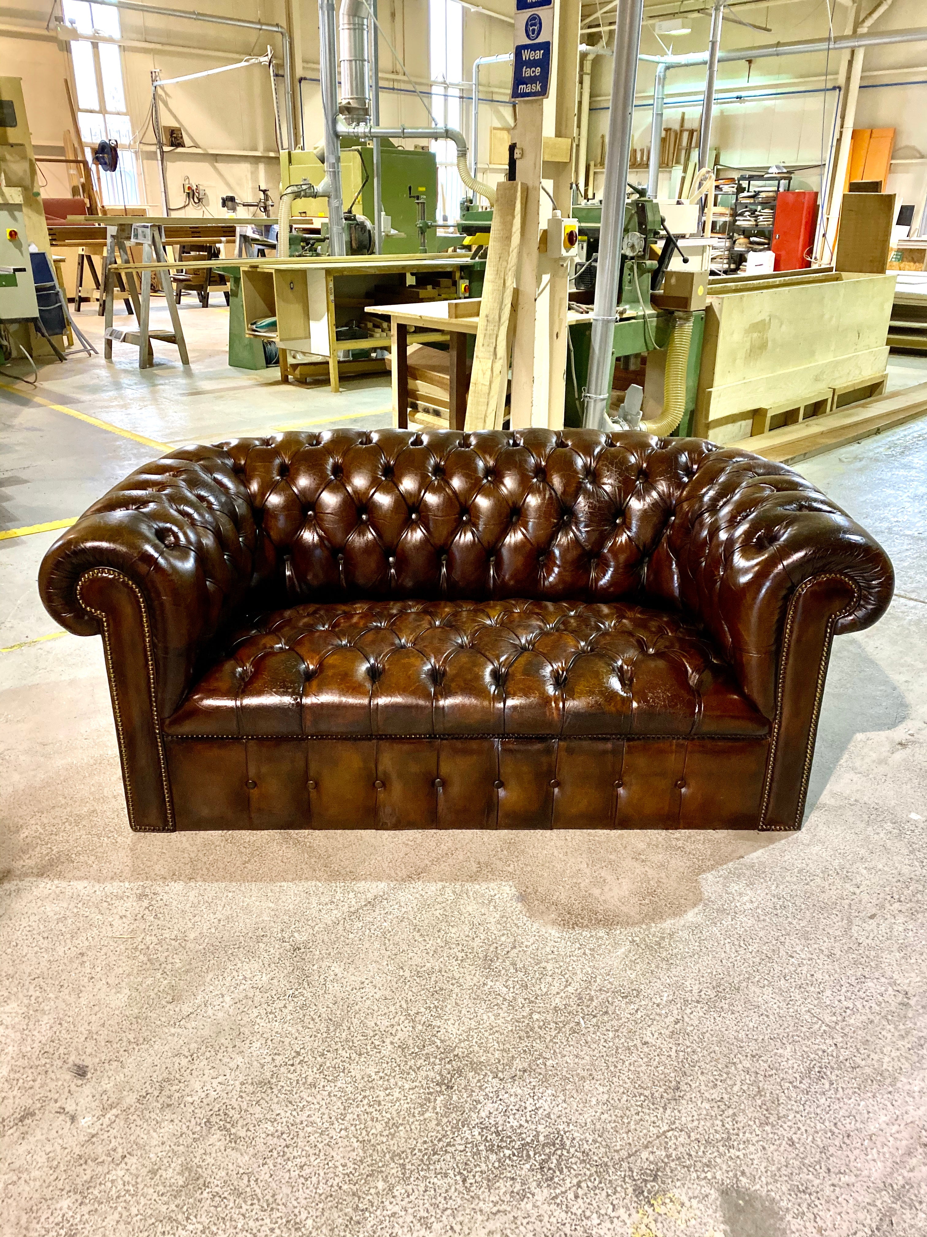 A Great 2 Seater Vintage MidC Chesterfield in Hand Dyed Leathers