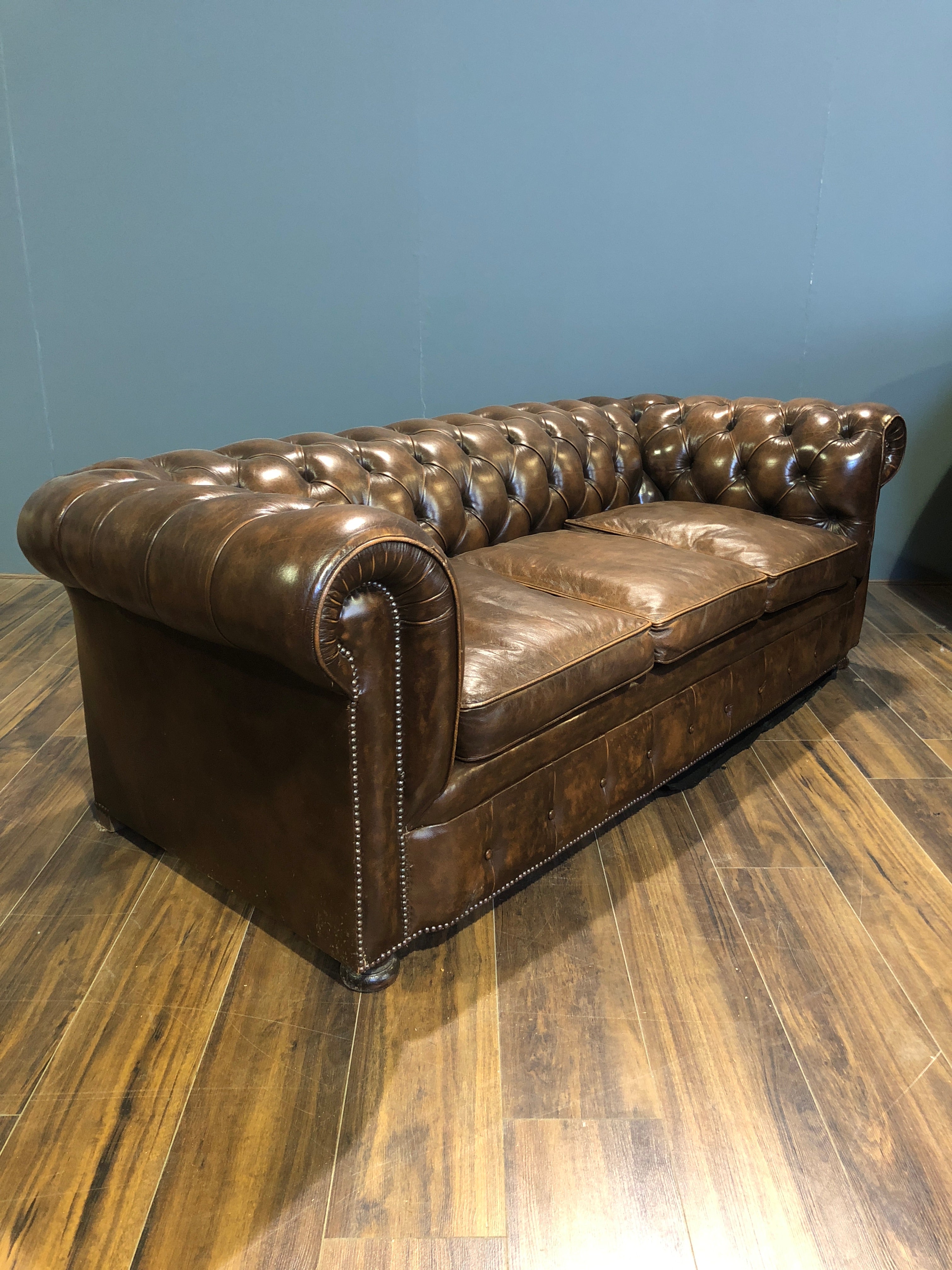 A Very Good Vintage Leather Sofa from the American a Embassy in London - Previously Restored