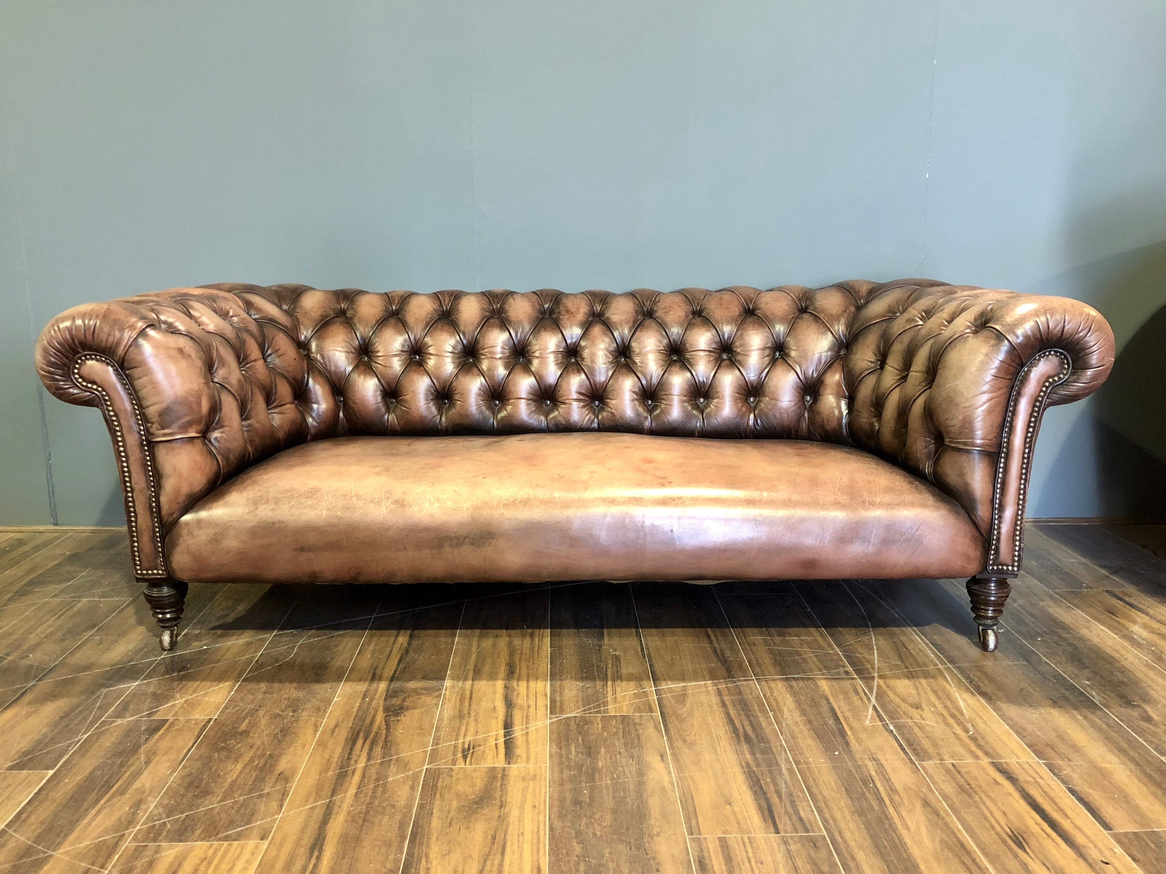 Antique chesterfield sofa tan leather