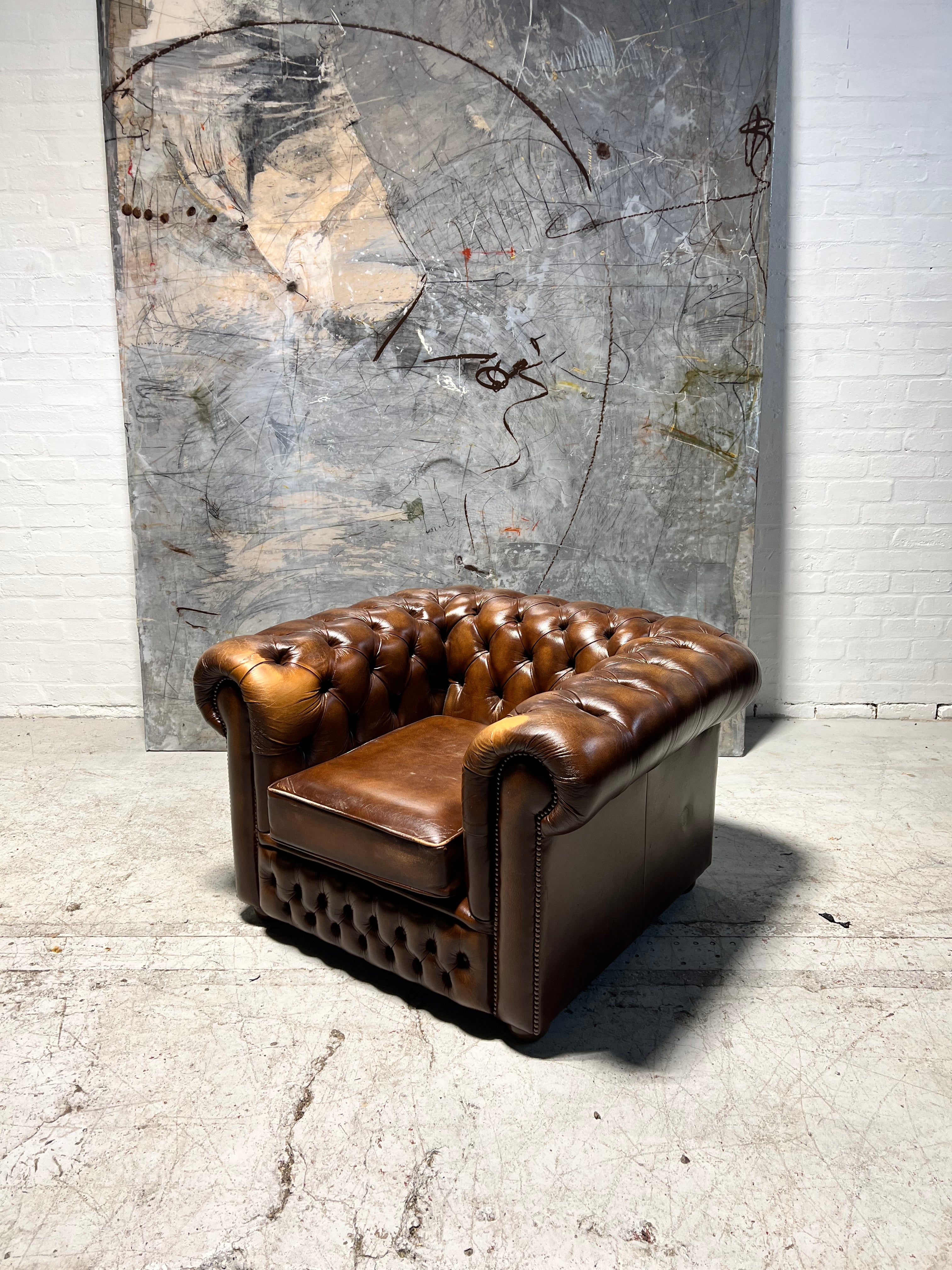 Great Chocolate Brown Leather Chesterfield Club Chair