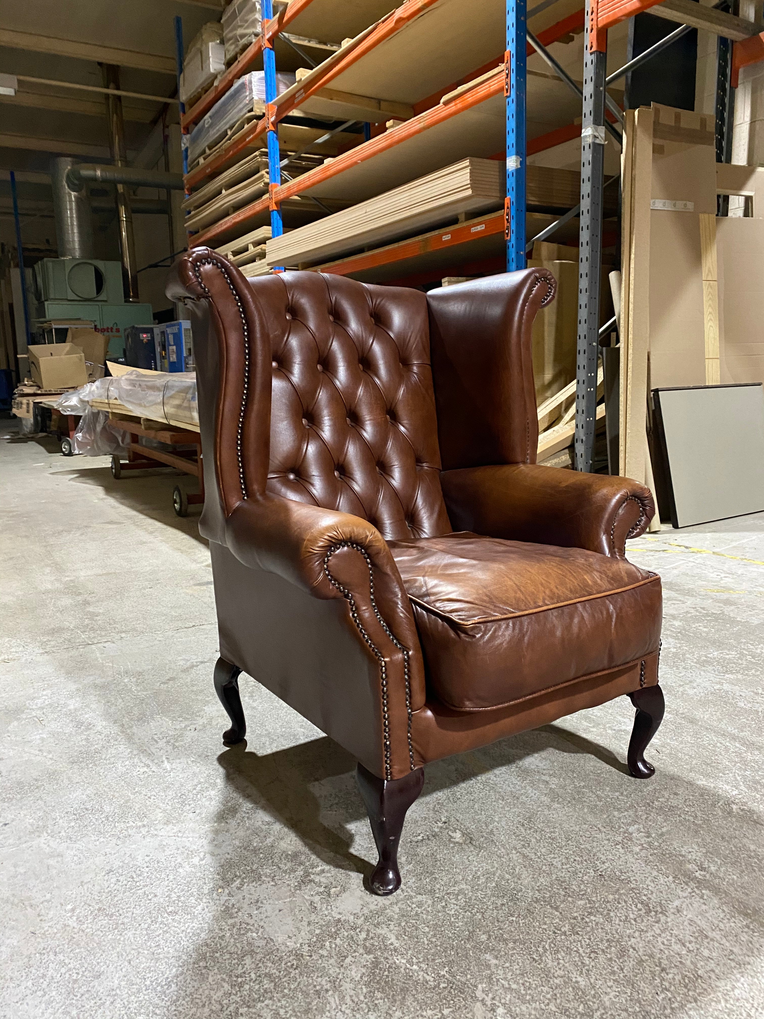 A great Milk Chocolate Brown Chesterfield Wing Chair