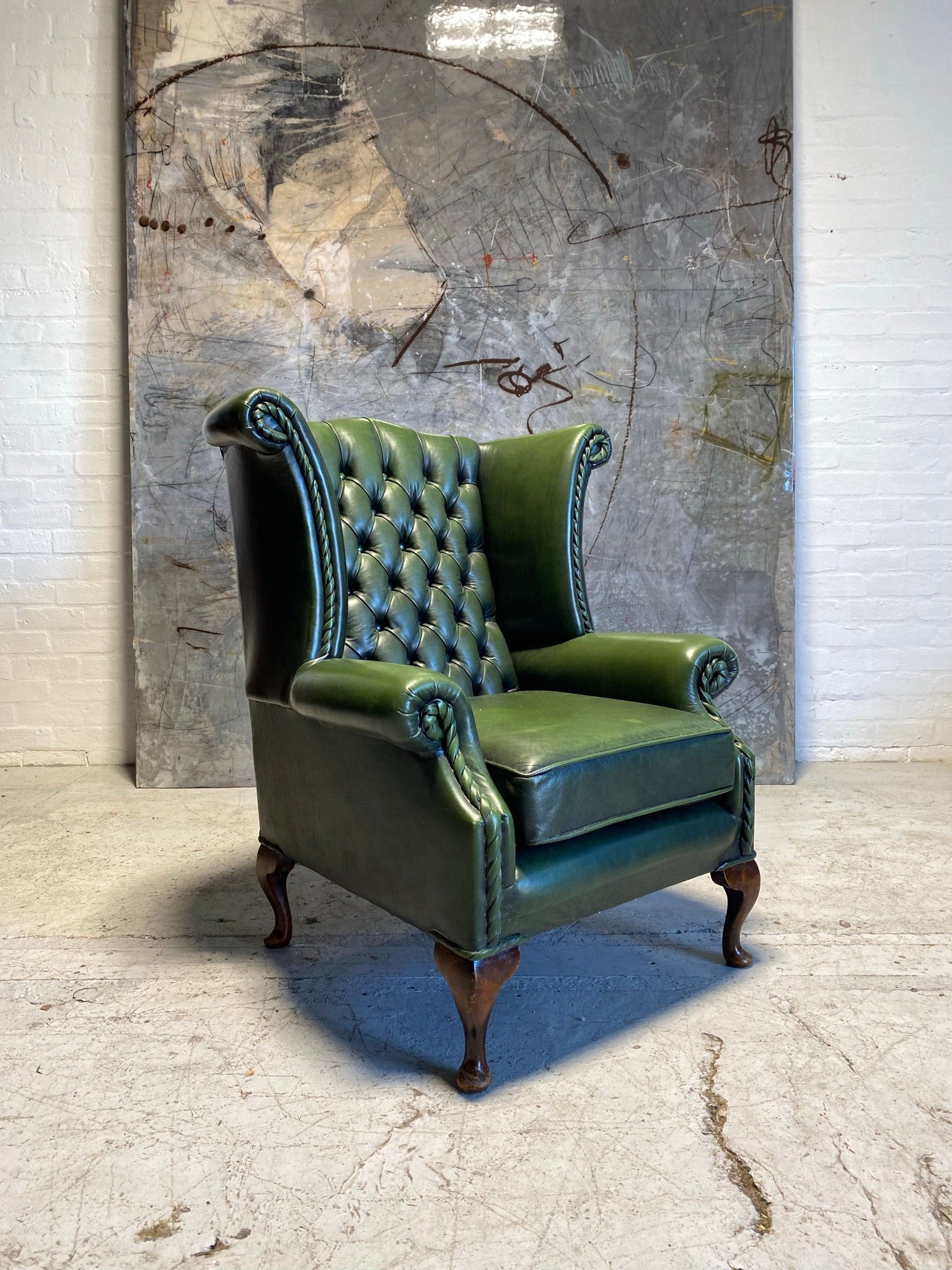 A Lovely Rich Green Gentleman’s Chesterfield Wing Chair