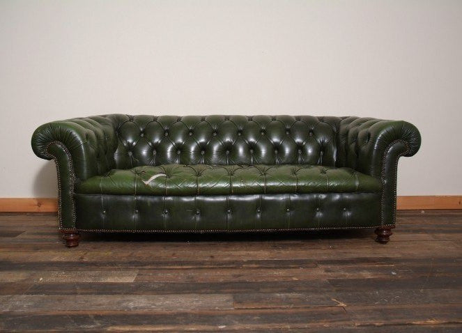 19th Century Chesterfield Sofa in Country Green