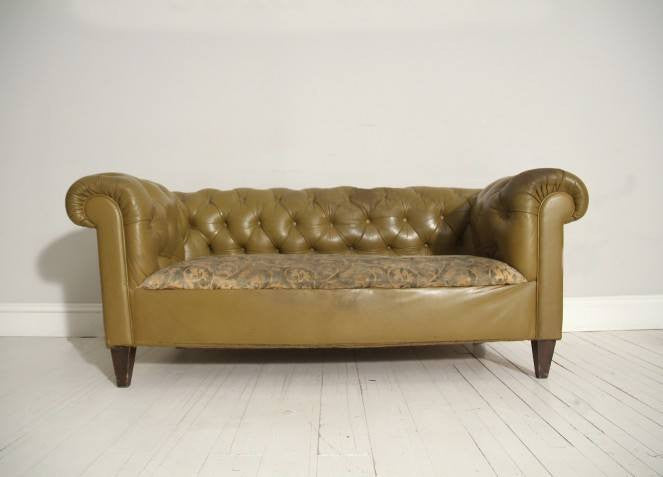 VINTAGE OLIVE GREEN SOFA