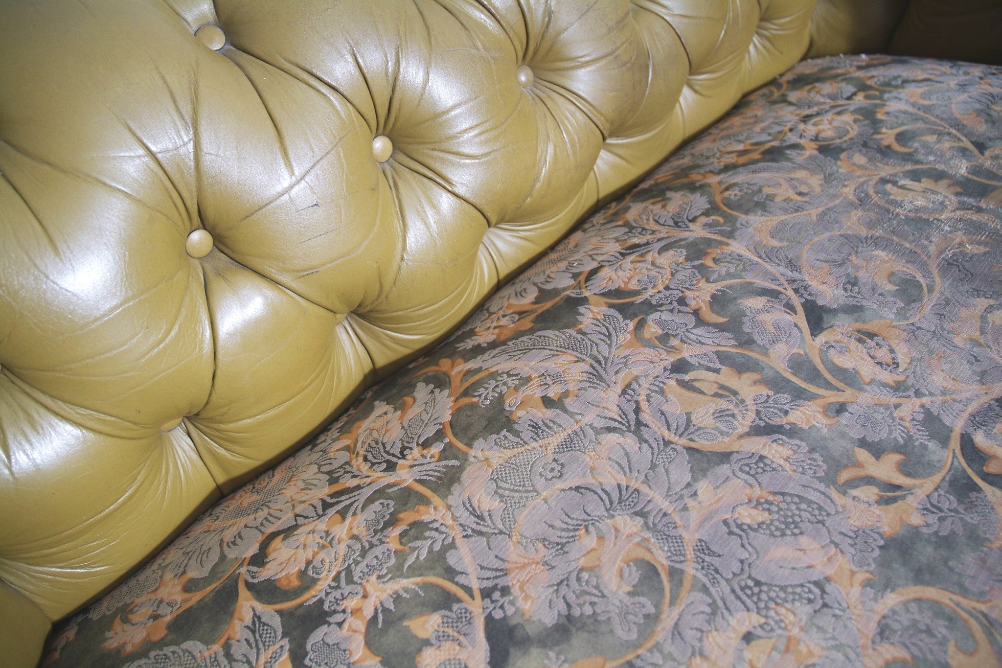 VINTAGE OLIVE GREEN SOFA