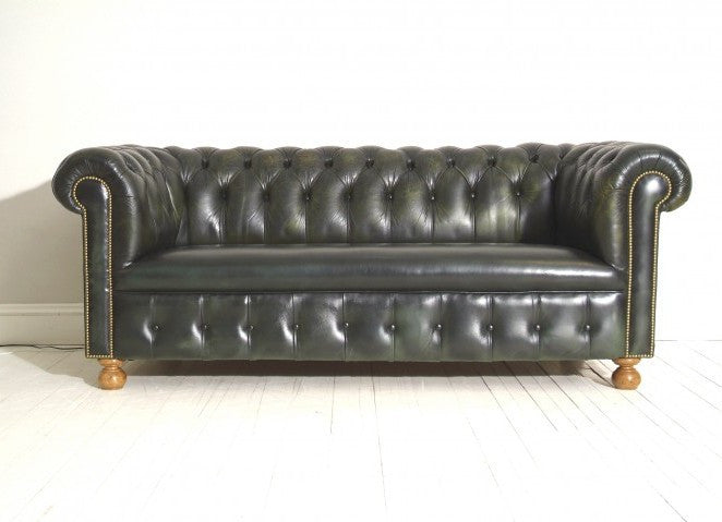 FULLY RESTORED VINTAGE SOFA : DEEP INK GREEN