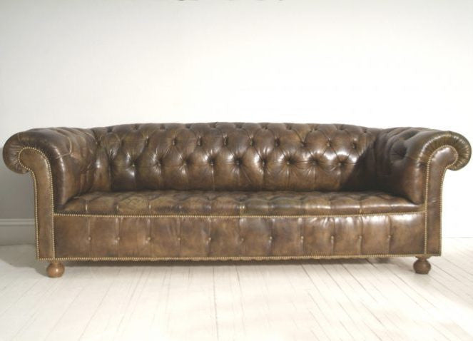 EARLY 20THC ANTIQUE SOFA, CIRCA 1930, ORIGINAL LEATHER