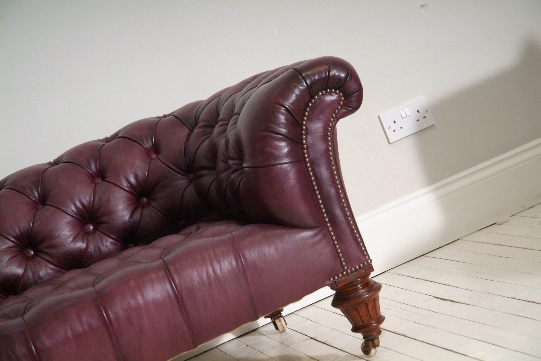 PAIR OF WILLIAM IV SOFAS : RICH BROWN & GRAPE