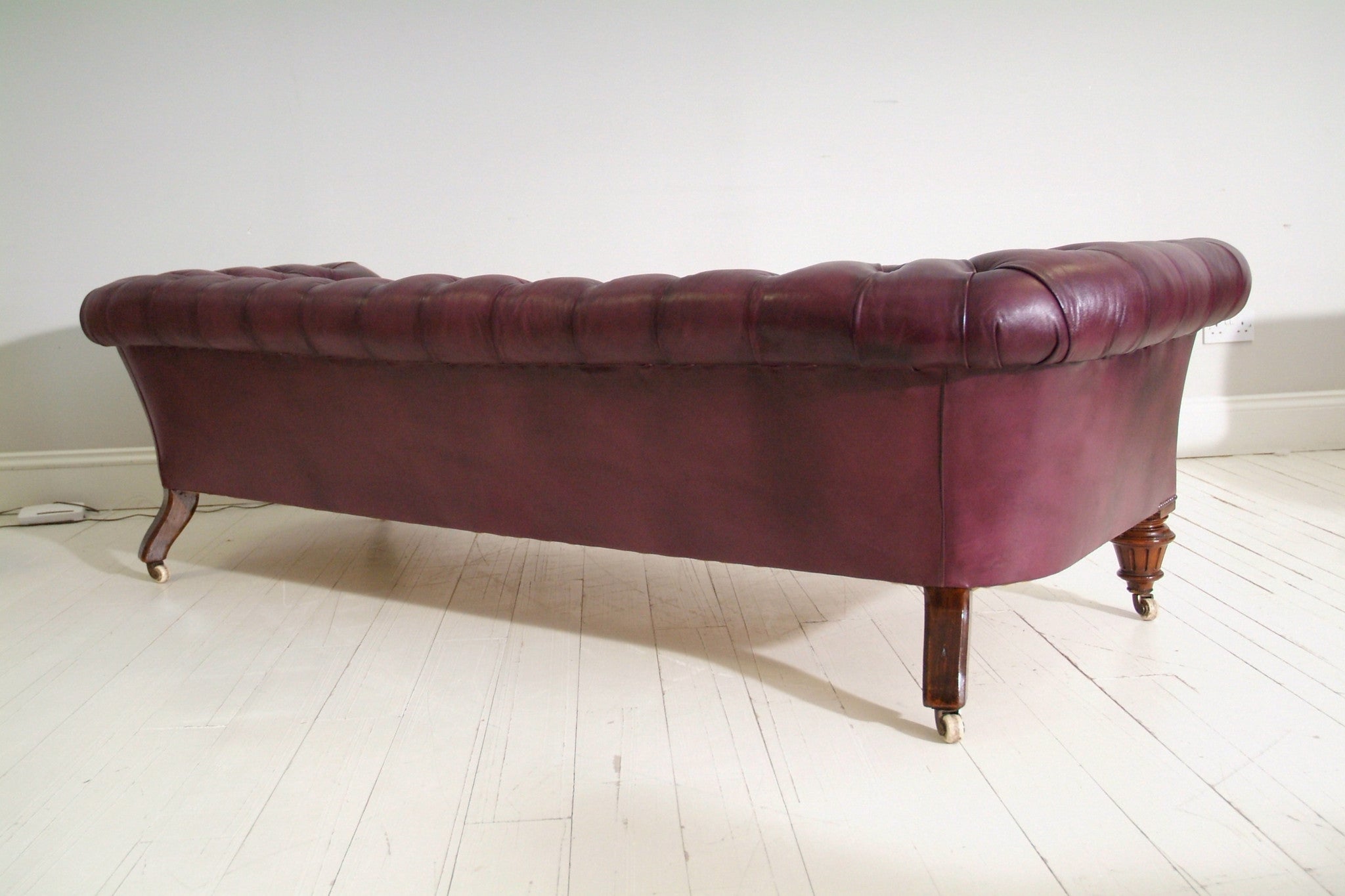 PAIR OF WILLIAM IV SOFAS : RICH BROWN & GRAPE