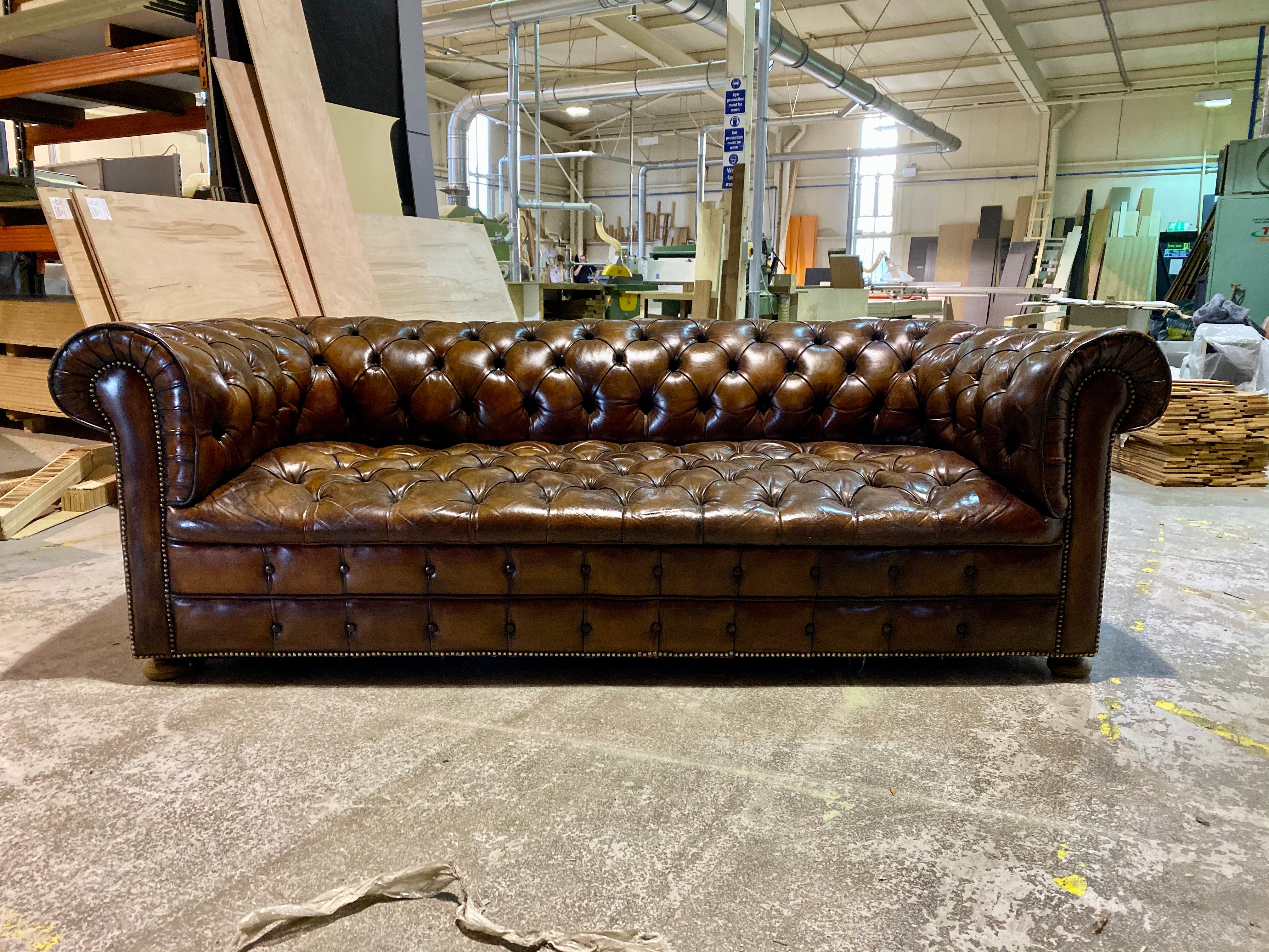 Very Good MidC Vintage Leather Chesterfield Sofa