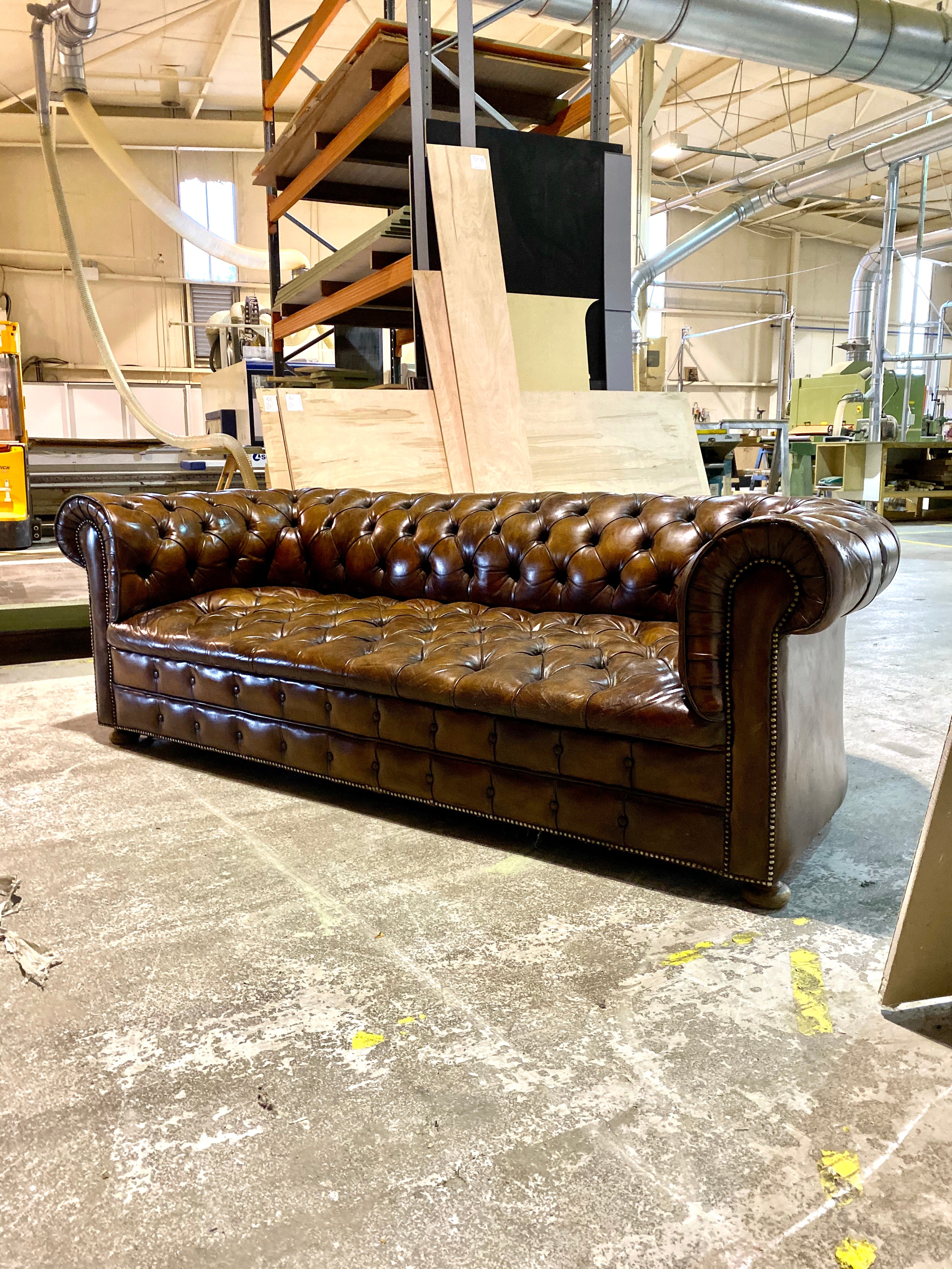 Very Good MidC Vintage Leather Chesterfield Sofa