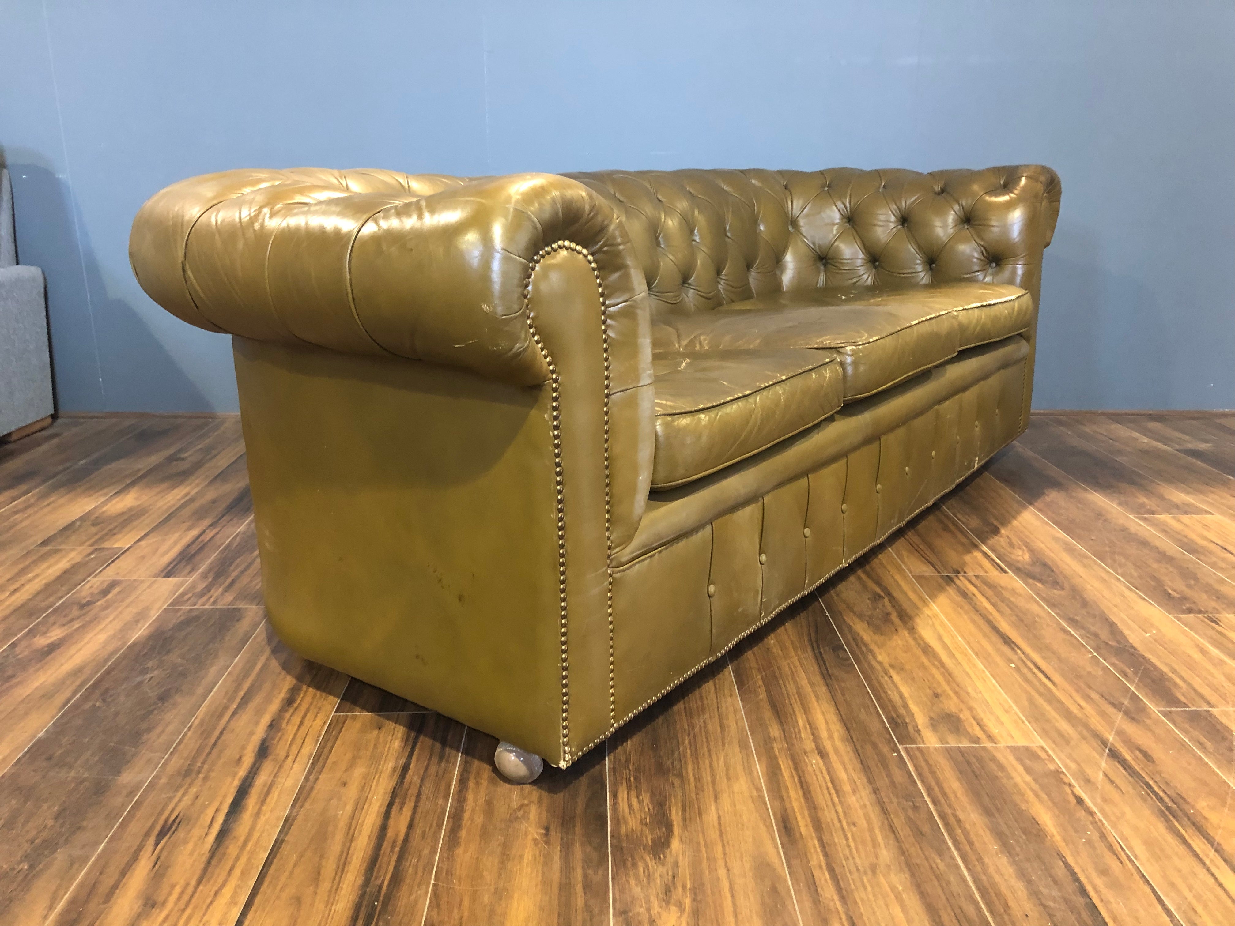 Very Good Vintage MidC Sofa - Khaki Green in Great Order