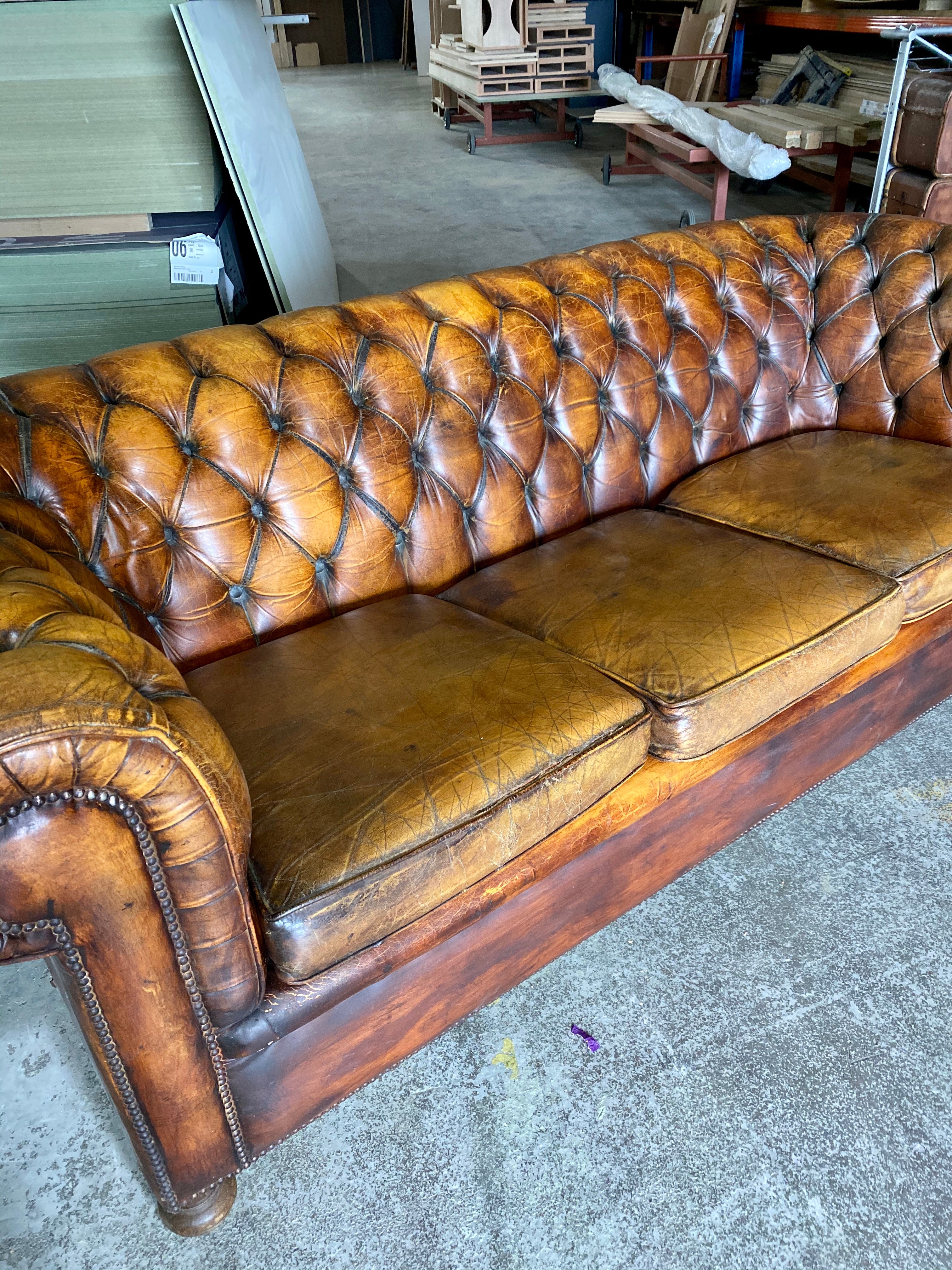 Vintage Chesterfield Sofa in the Most Beautiful Patinated Leathers