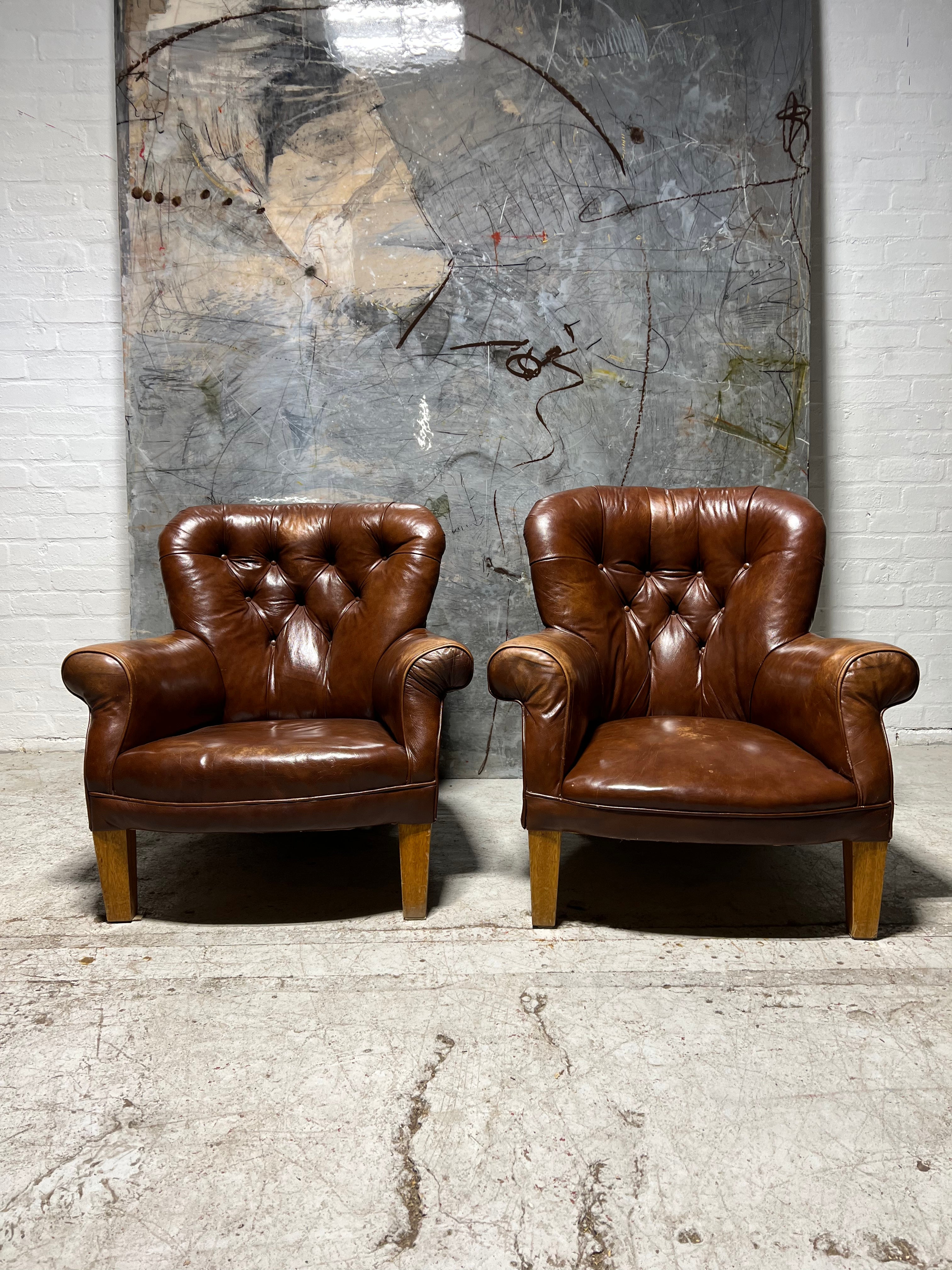 One Left - A Lovely Coil Sprung, Horse Hair Filled Leather Armchair