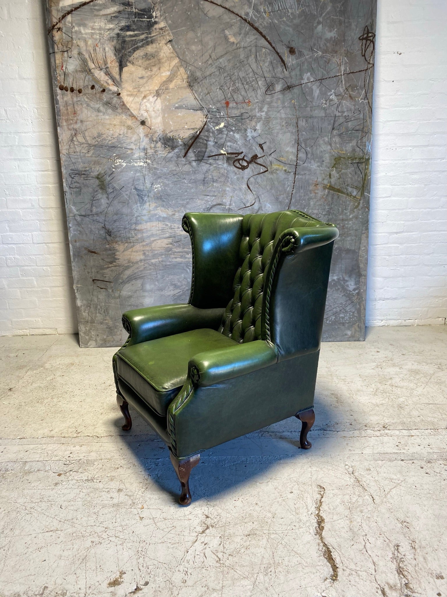 A Lovely Rich Green Gentleman’s Chesterfield Wing Chair