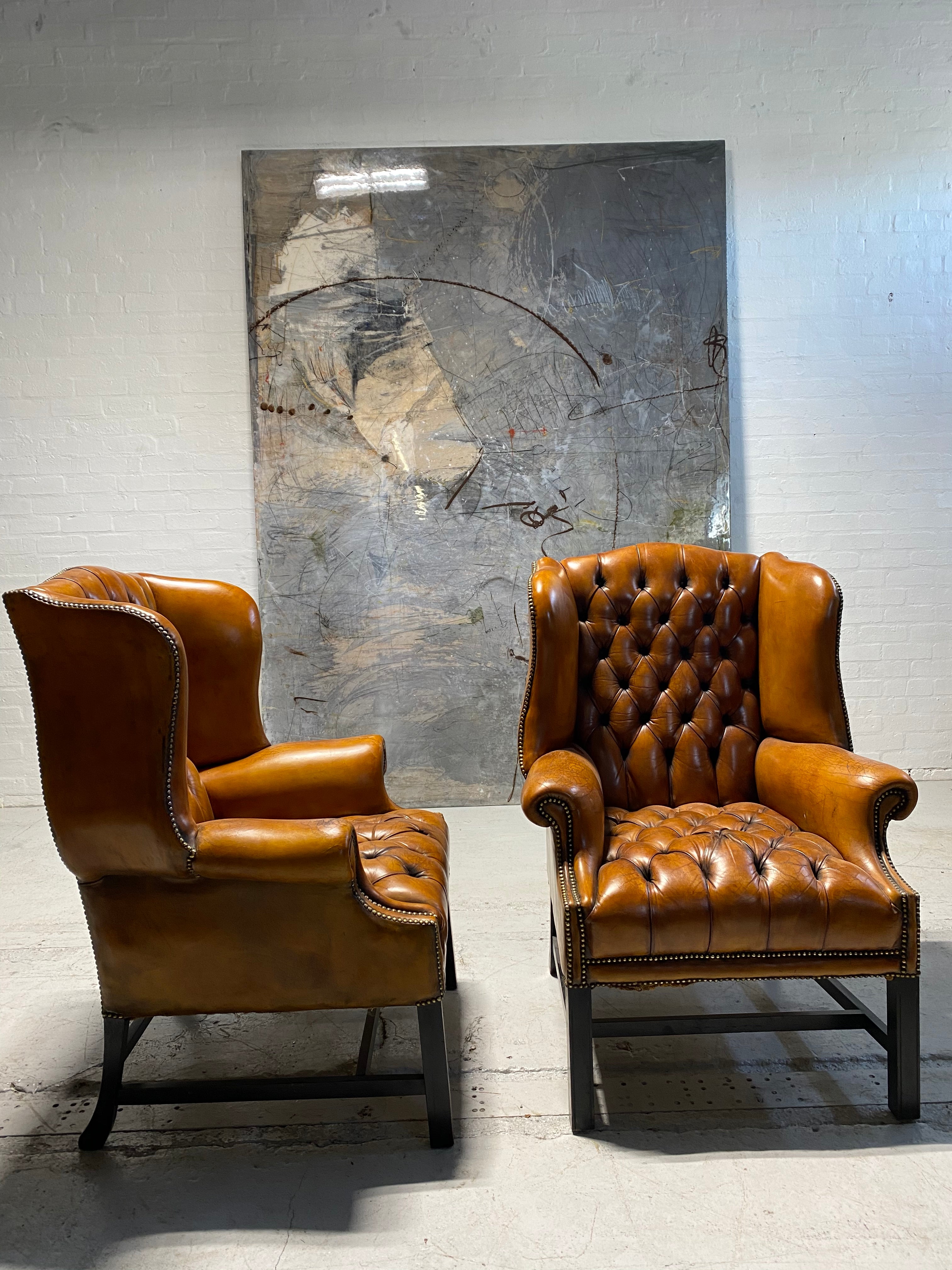 Exceptional Pair of MidC Wing Back Chairs