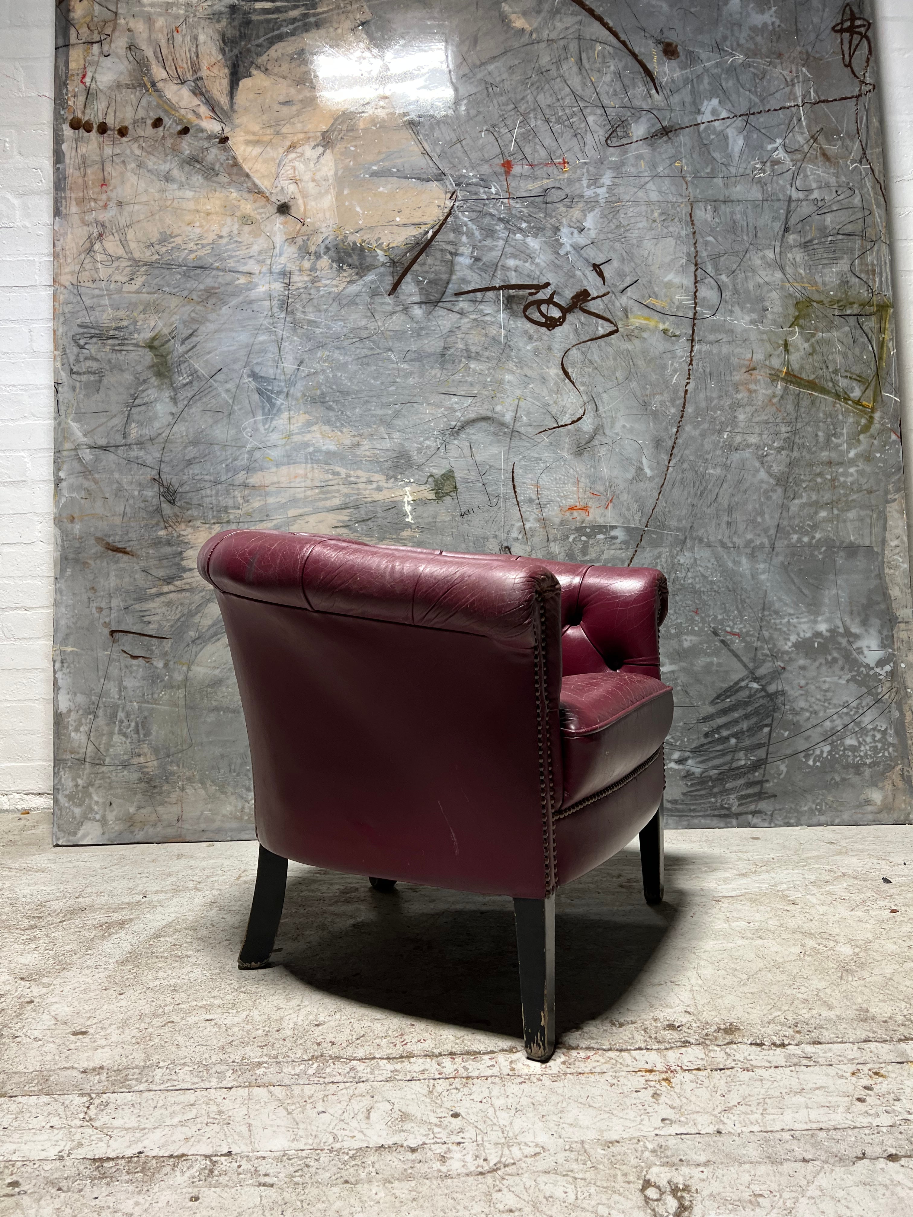 Wow!  Amazing Set of 4 Cigar Chairs in Aubergine Leathers