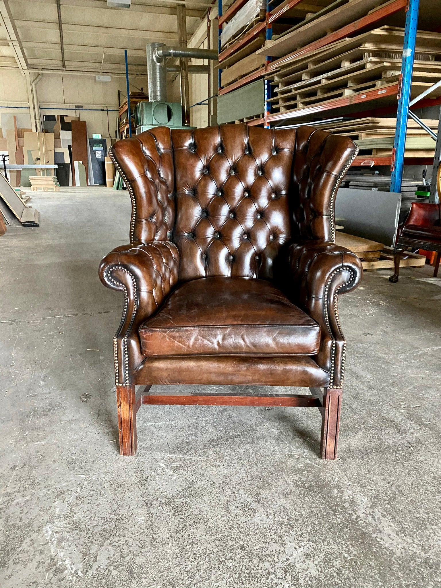 A Very Handsome MidC Hand Dyed Georgian Style Wing Chair