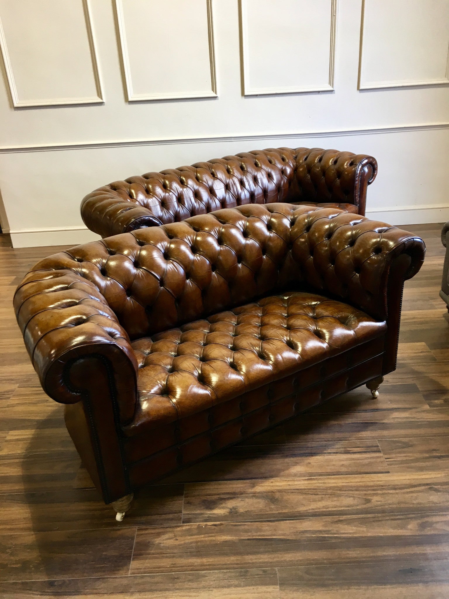 Early 20thC Antique Vintage Leather 2 Seater