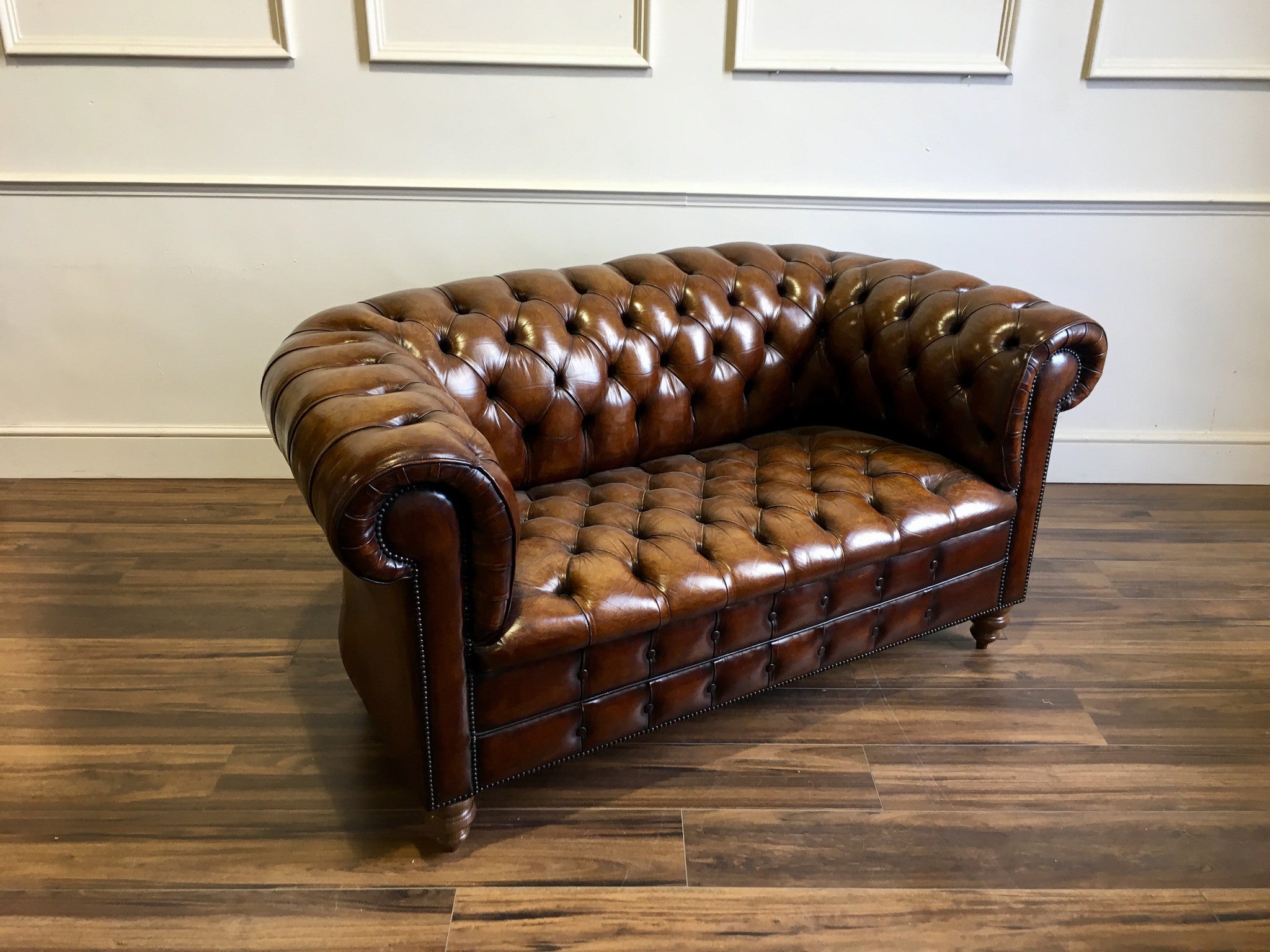 Early 20thC Antique Vintage Leather 2 Seater