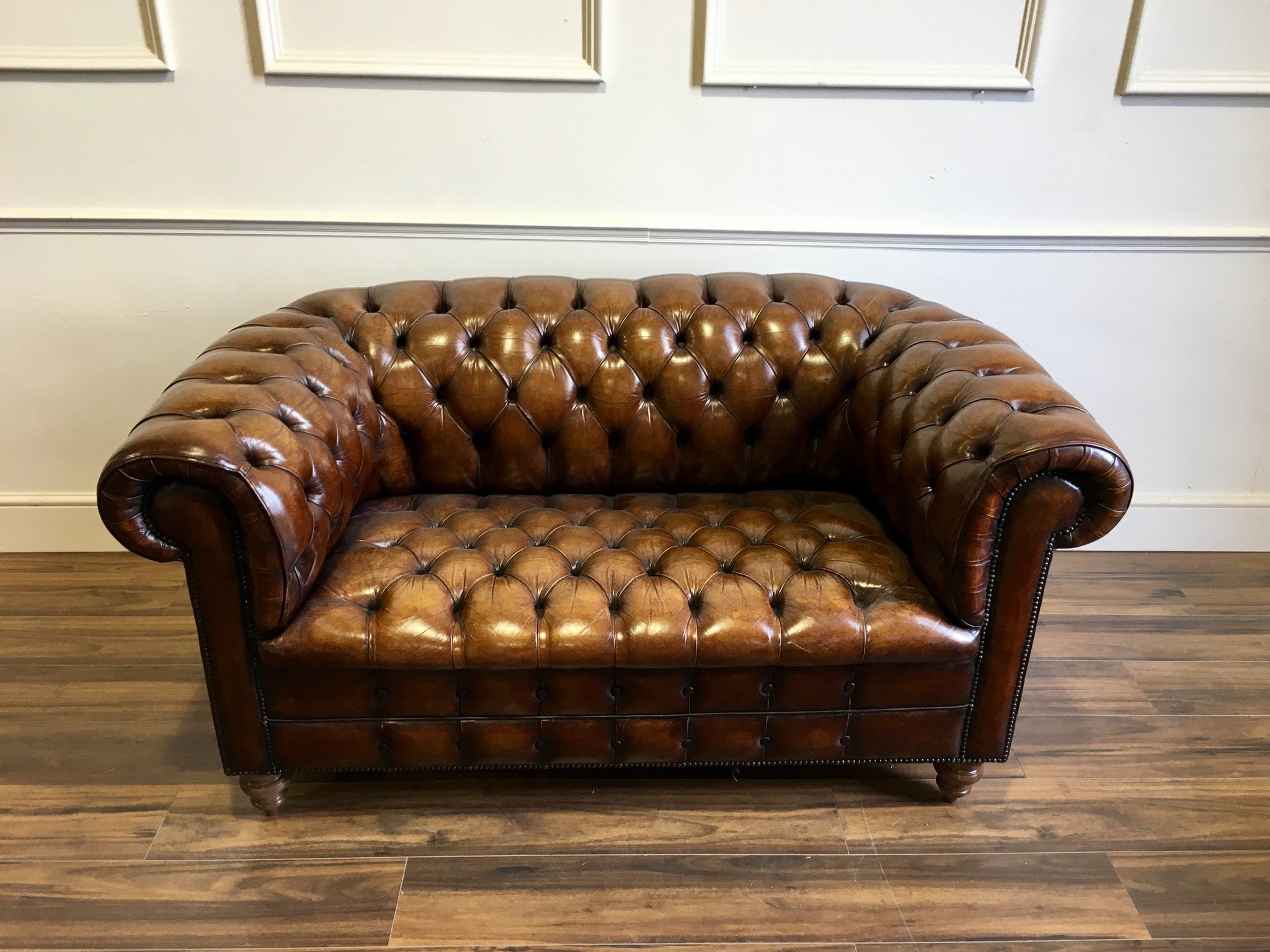 Early 20thC Antique Vintage Leather 2 Seater